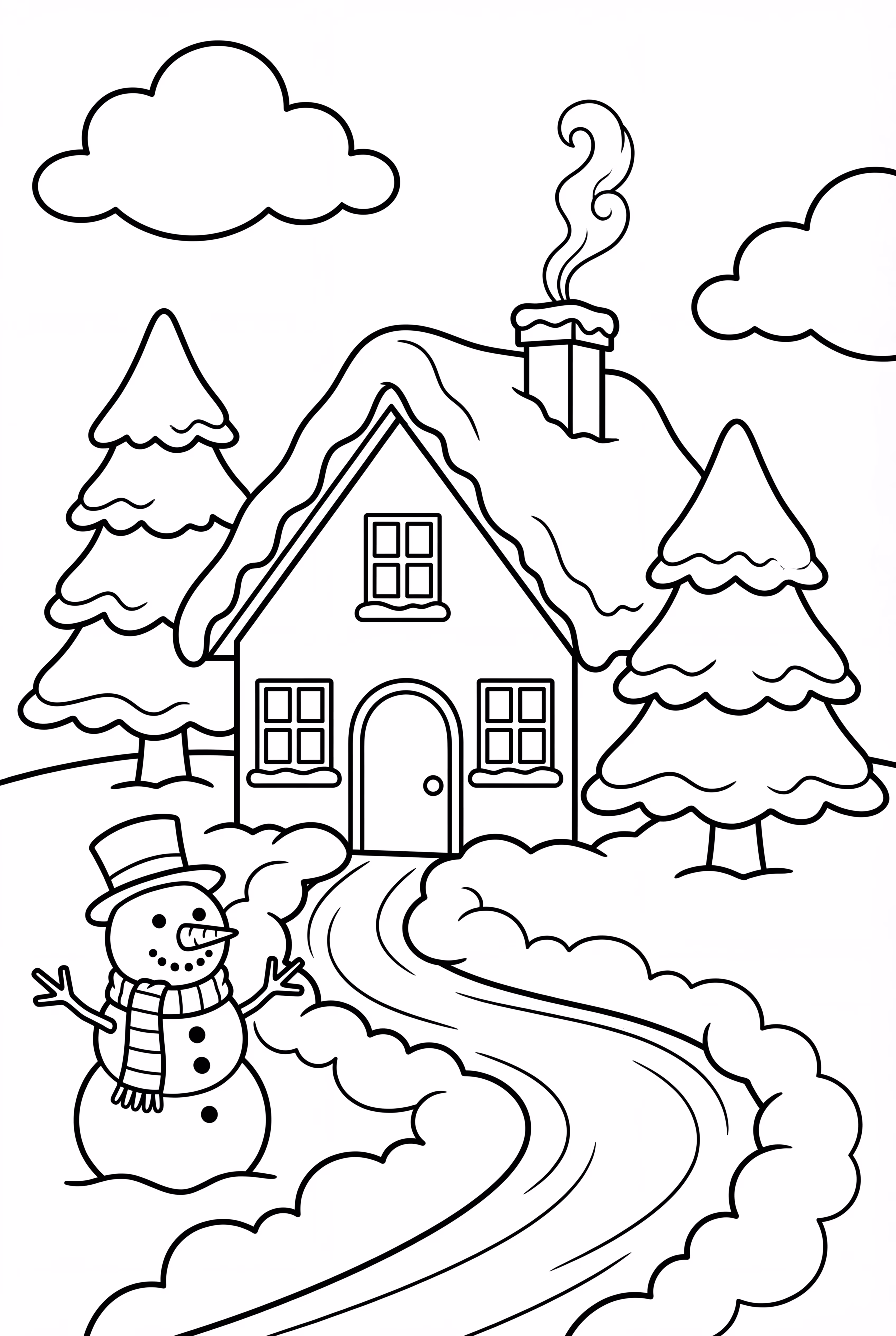 A House in Winter with Snow