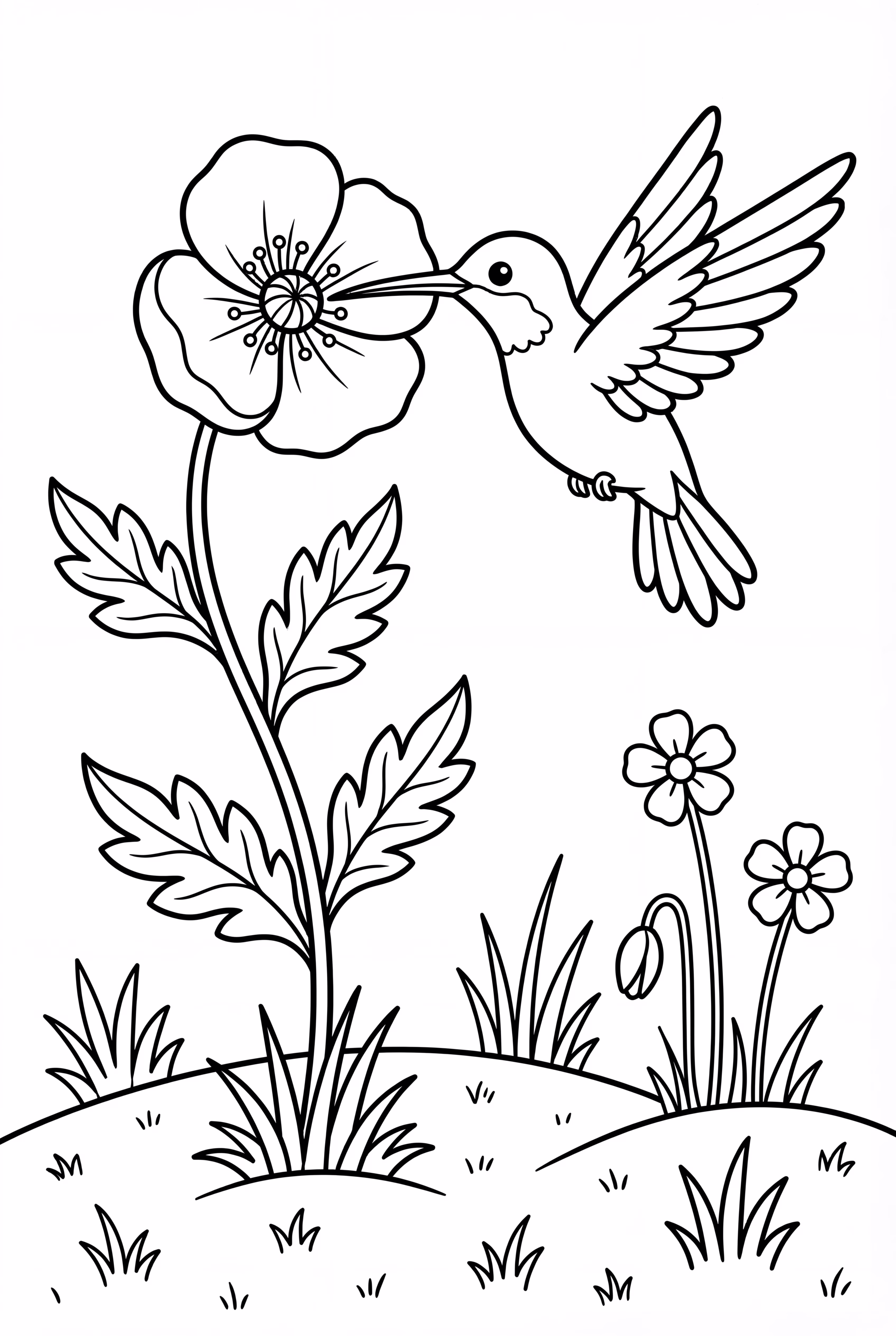 A Hummingbird At A Poppy Flower