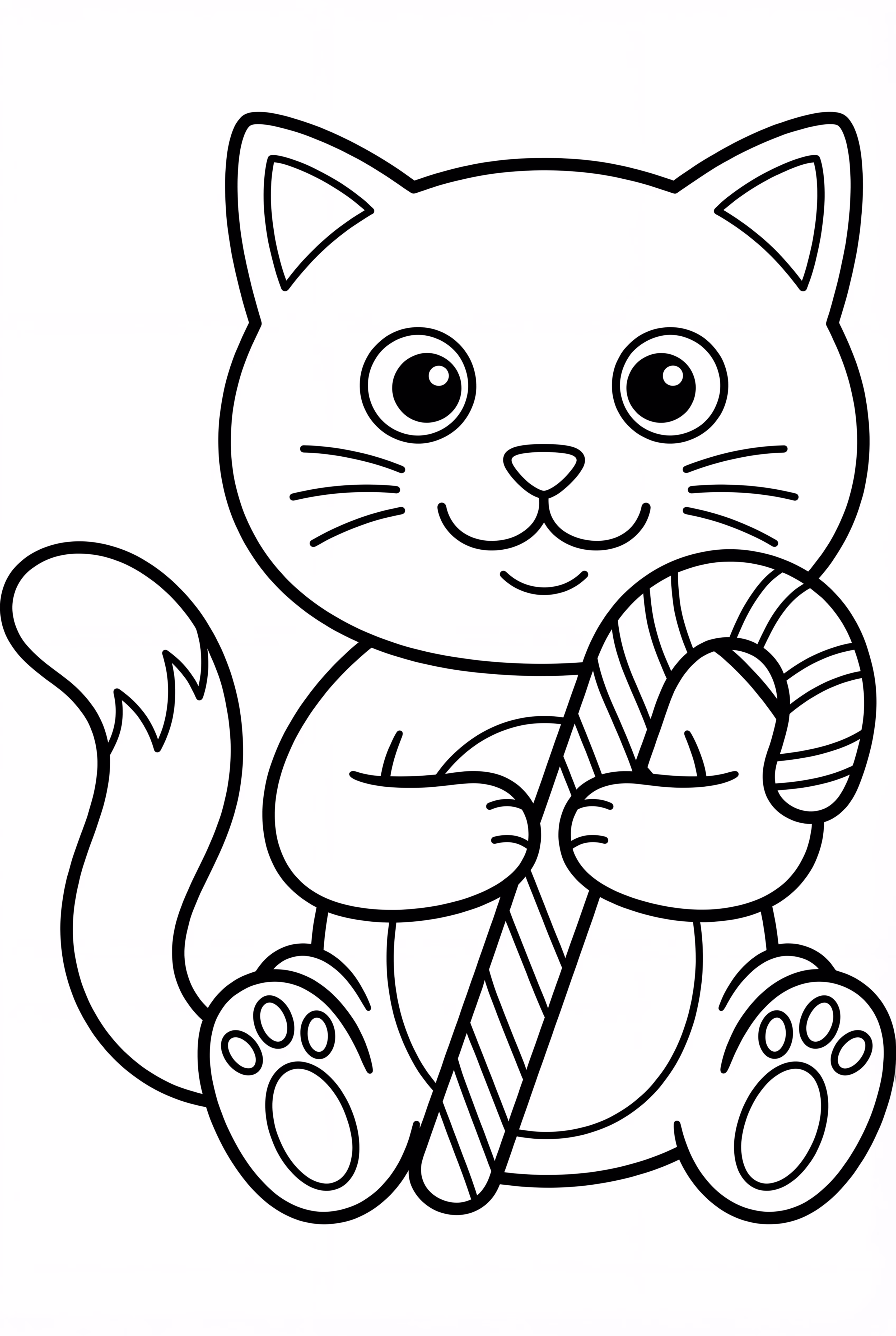 A Kitty Playing With A Candy Cane