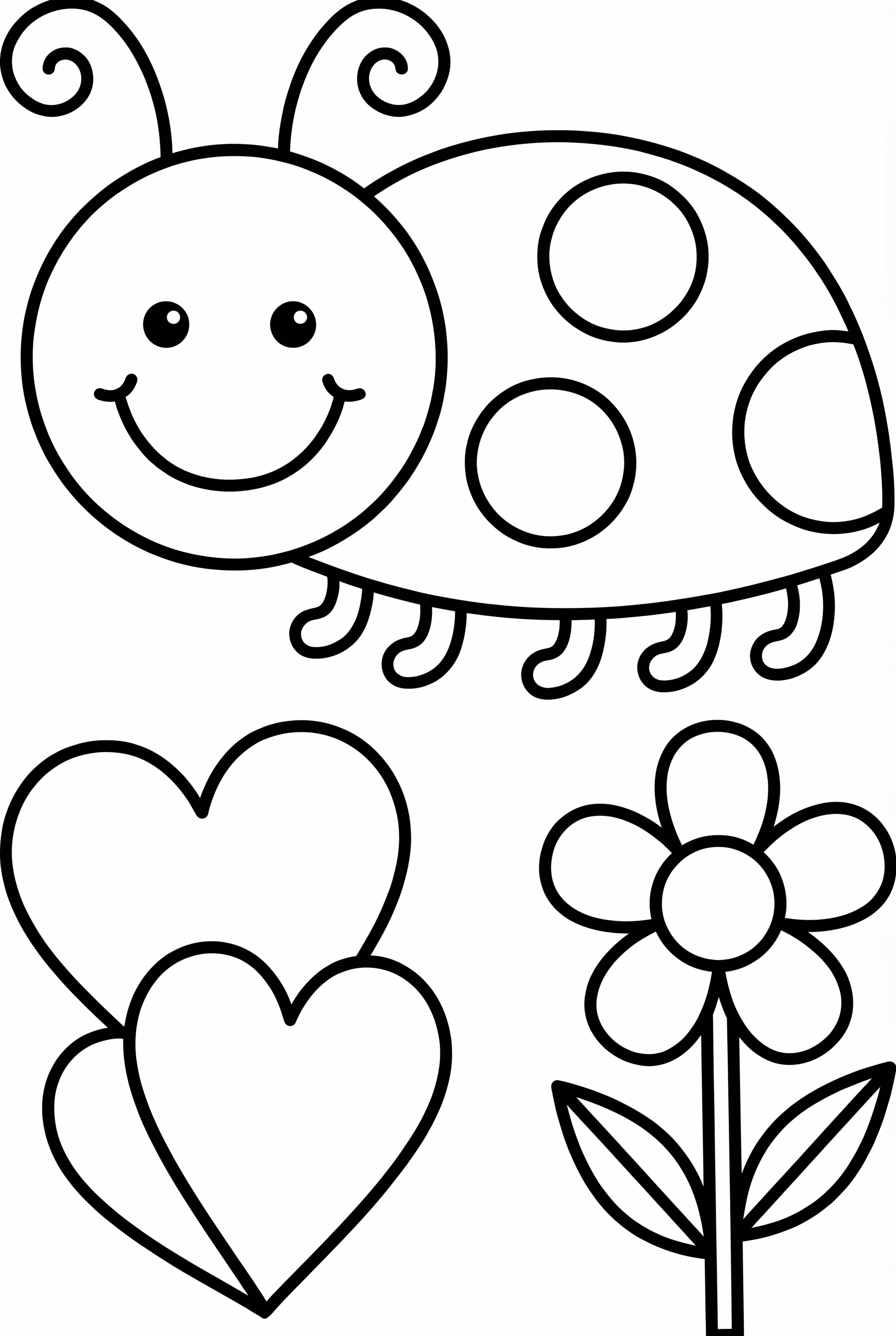 A Ladybug On Hearts and Flowers