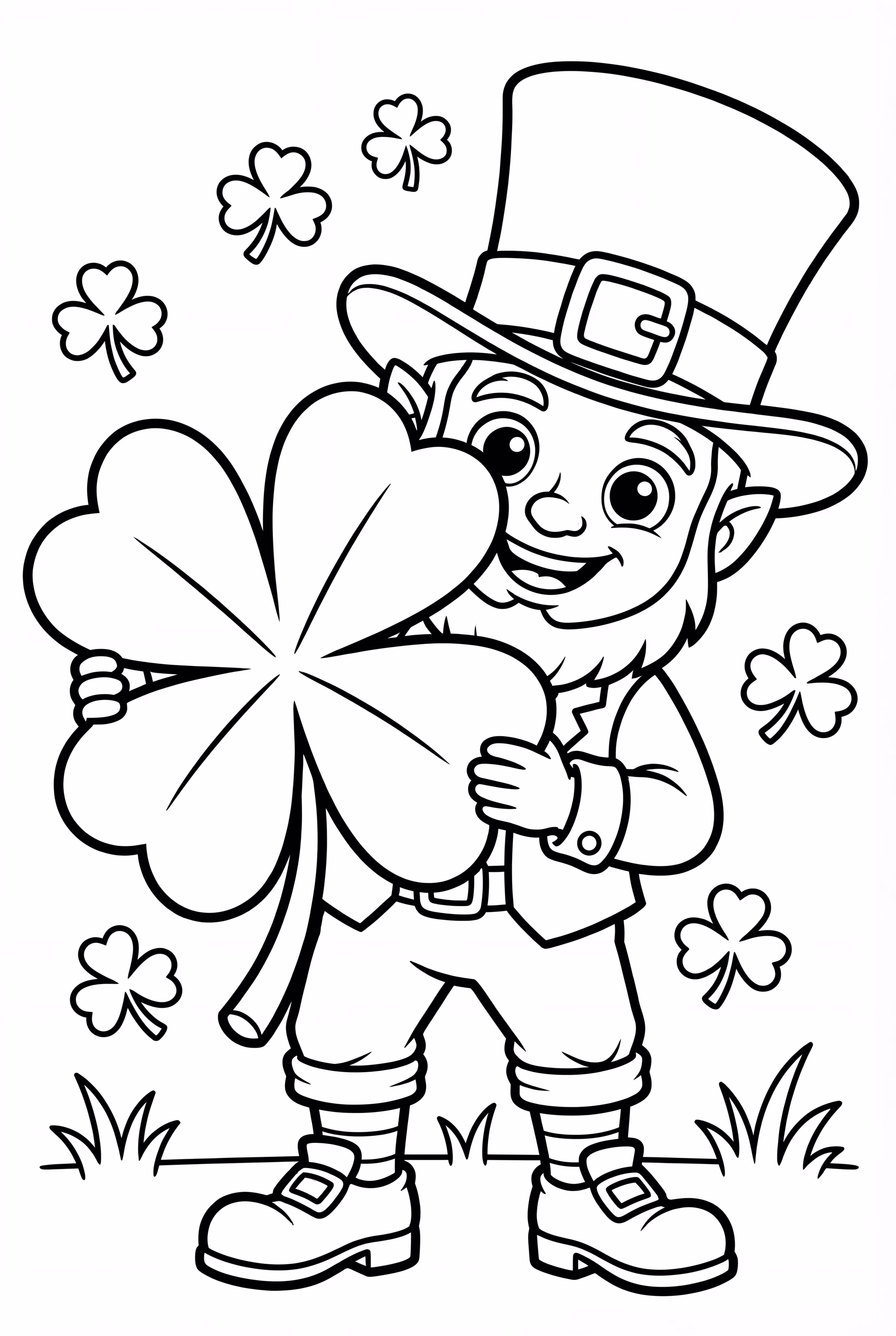 A Leprechaun Peeking From Behind A Shamrock