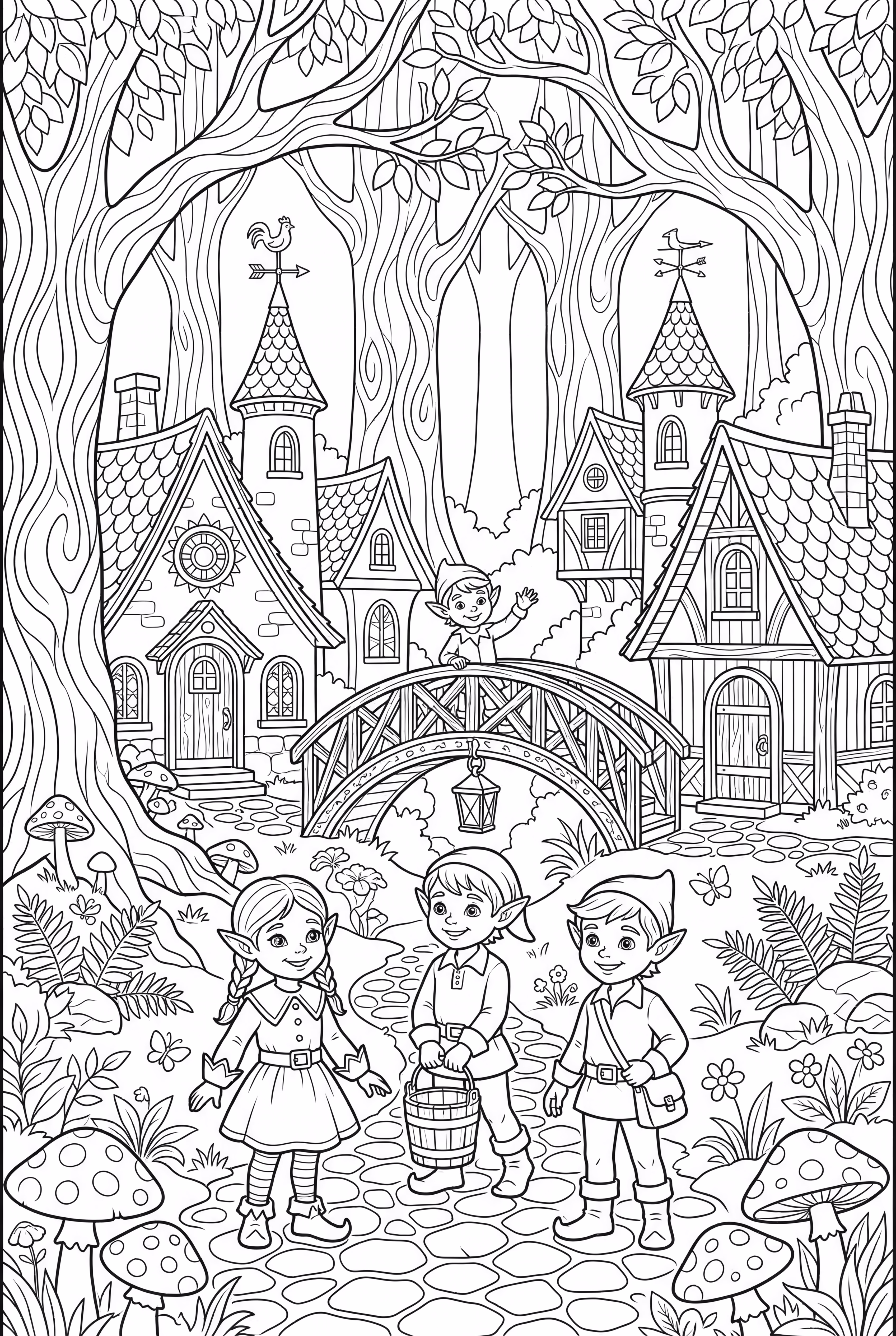 A Magical Elf Village in a Forest