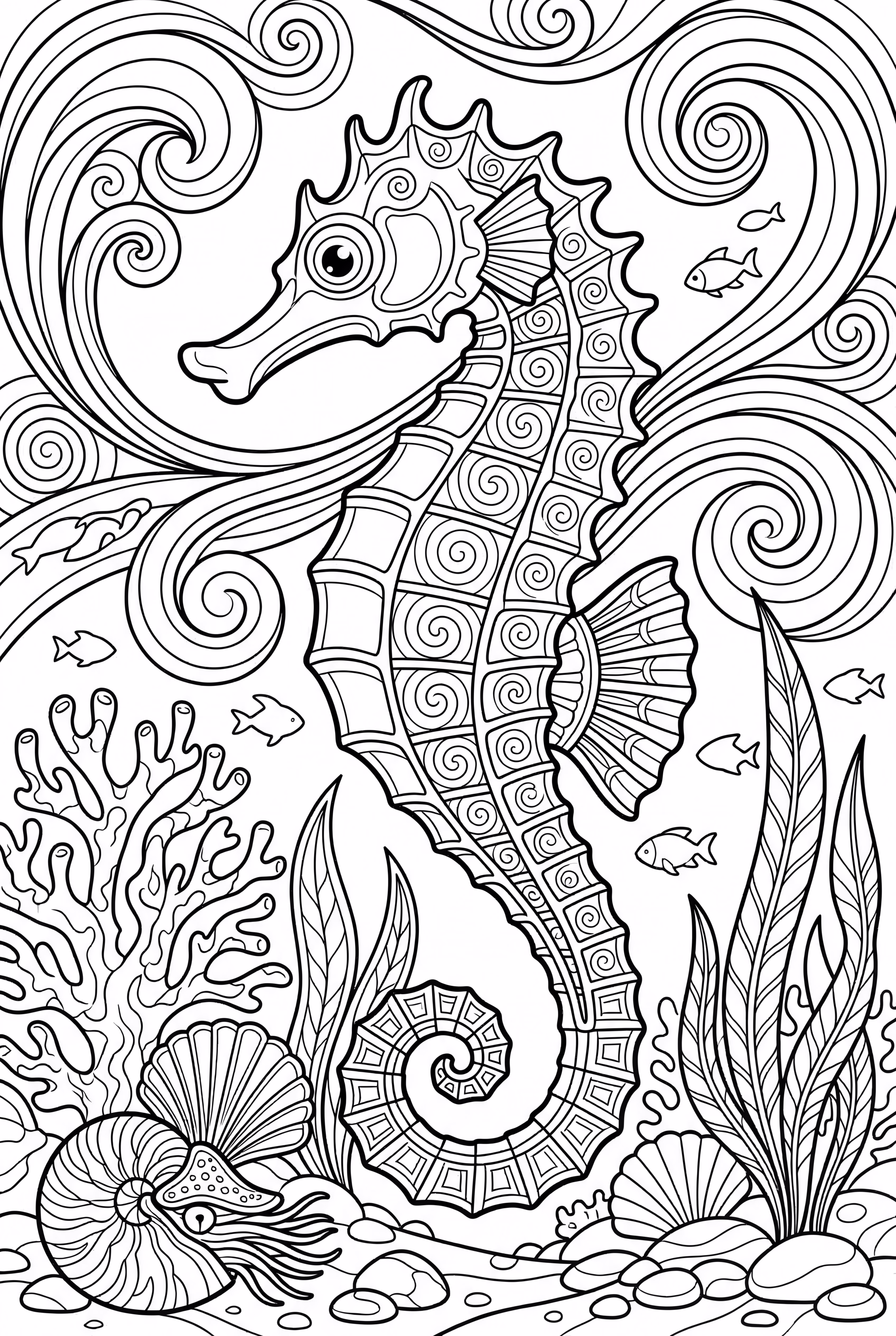 A Majestic Seahorse In A Swirl Of Waves