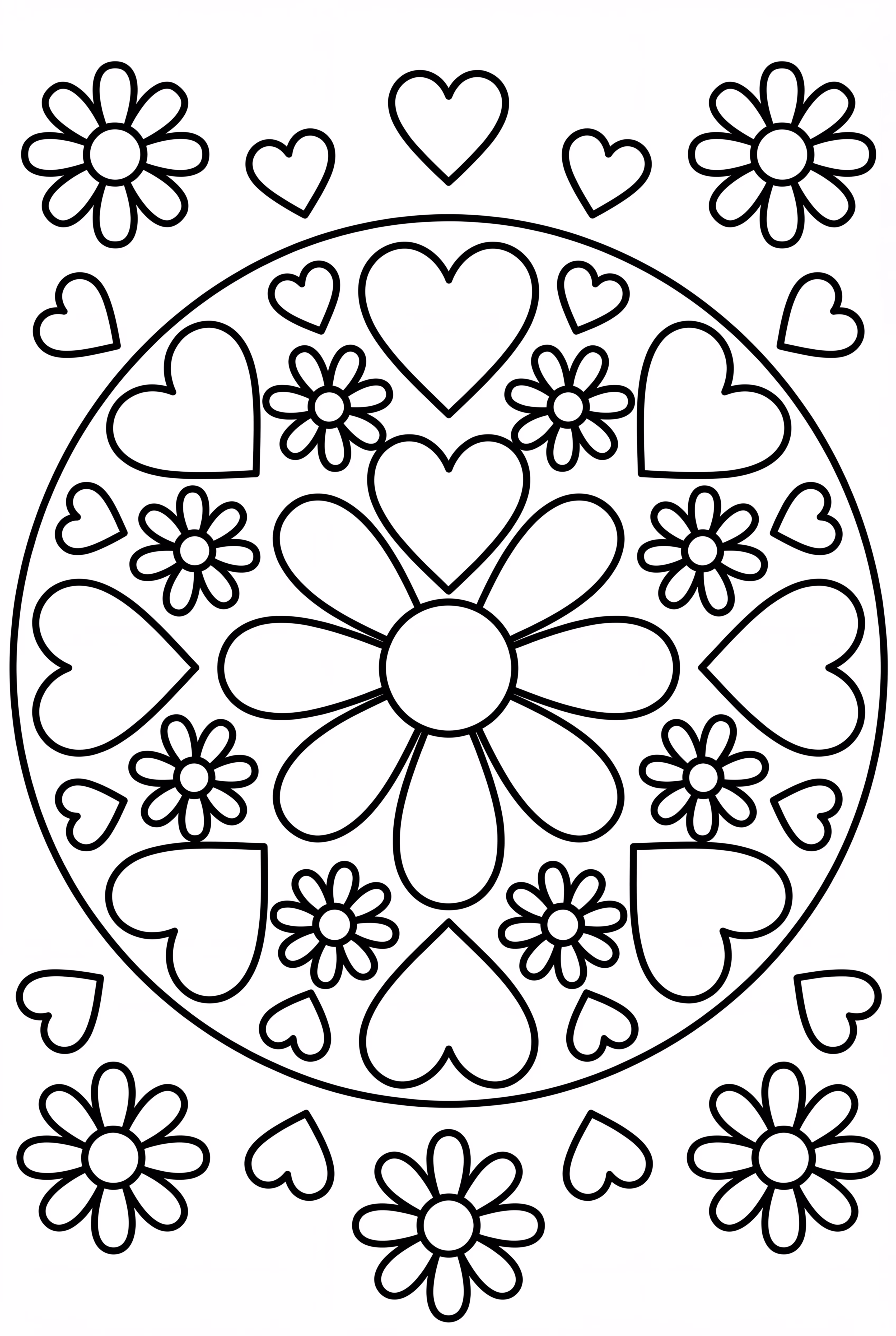A Mandala Of Hearts and Flowers