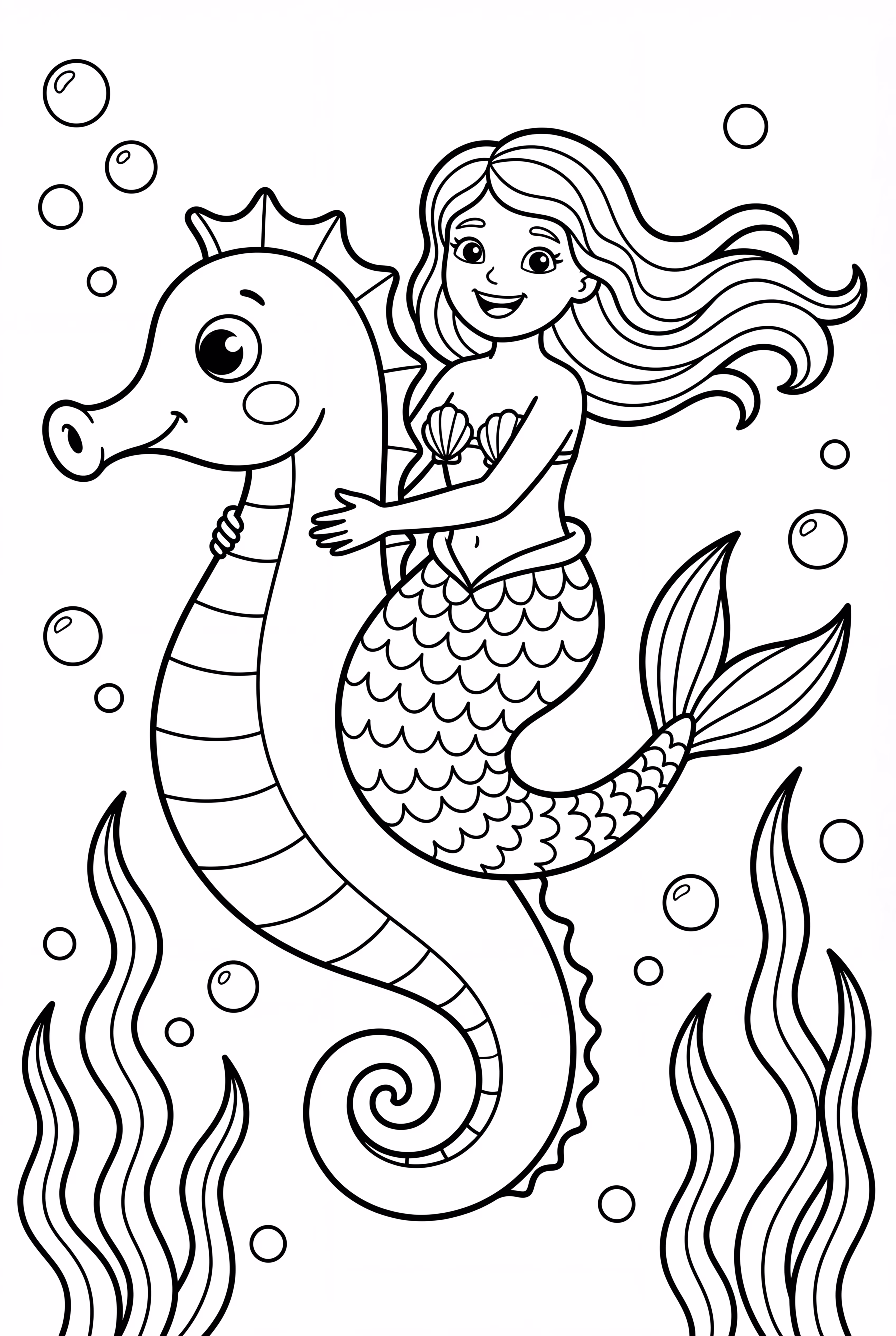A Mermaid Riding A Giant Seahorse