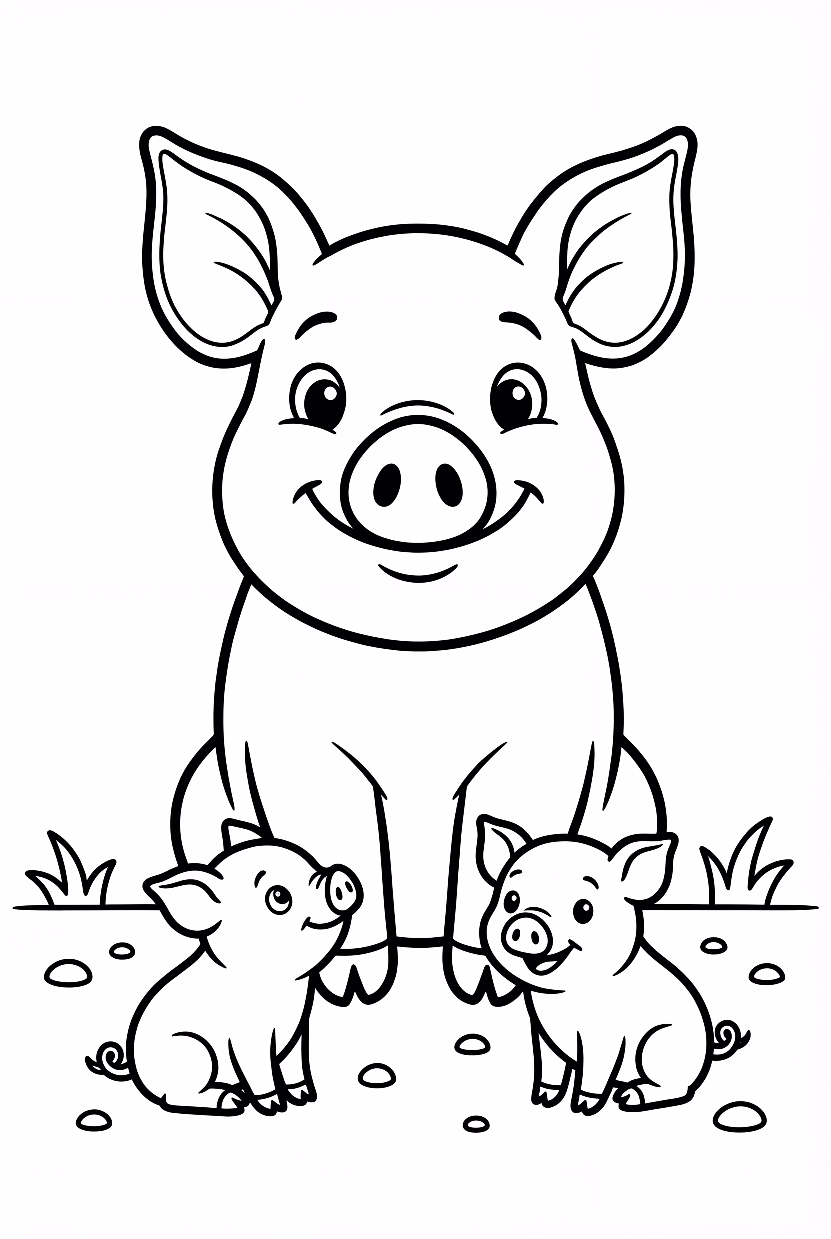 Una madre cerdo con sus lechones