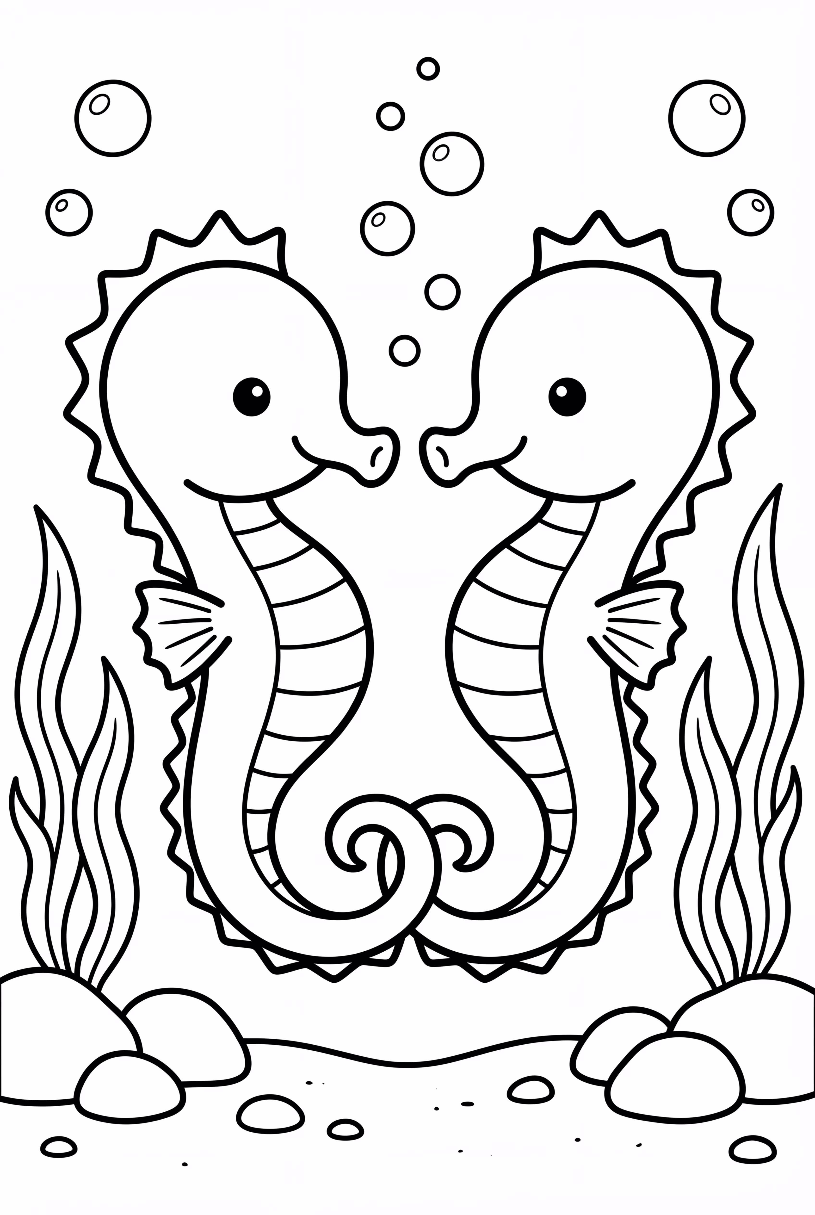 A Pair Of Seahorses Holding Tails