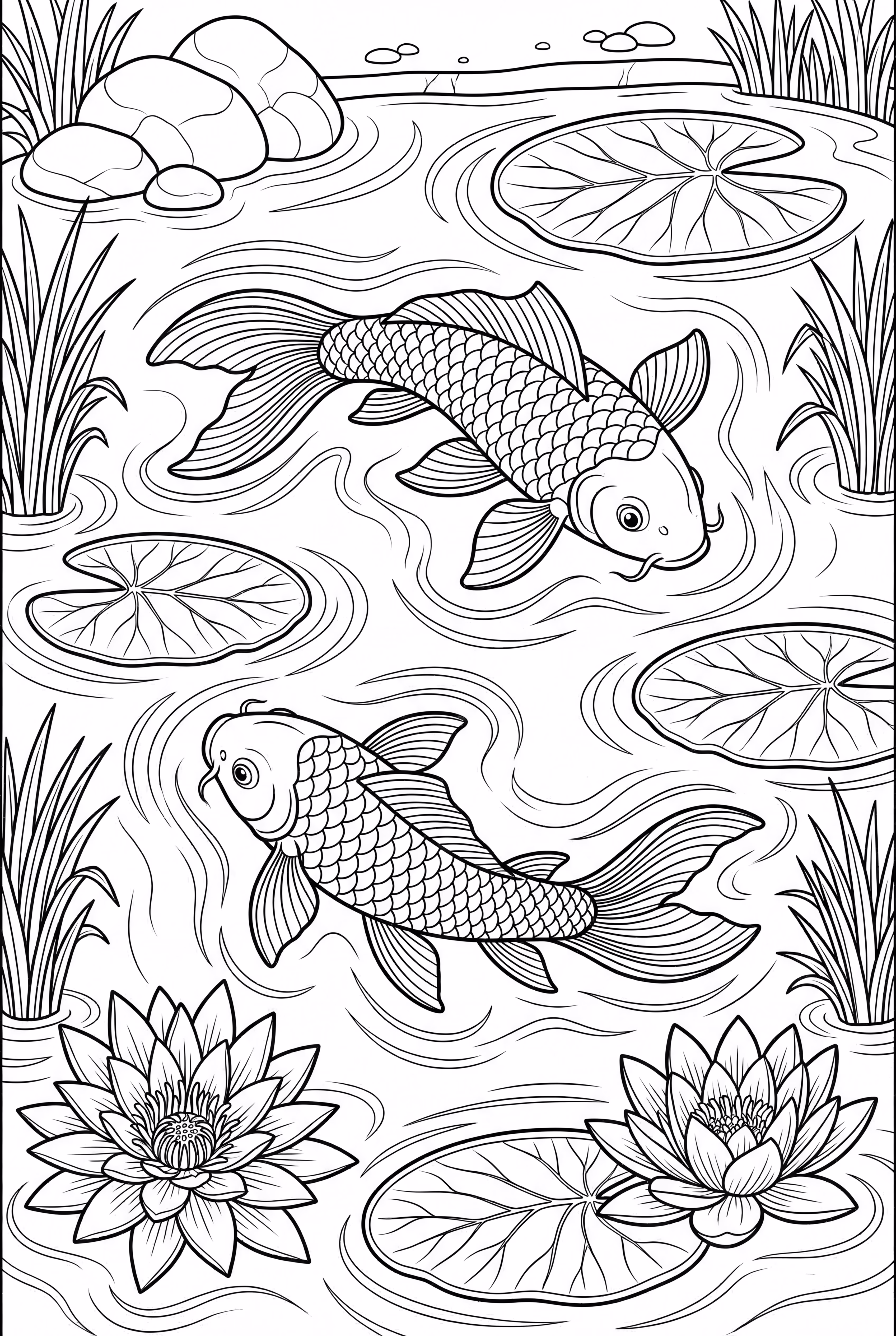 Un tranquilo estanque de carpas para la atención plena en la naturaleza