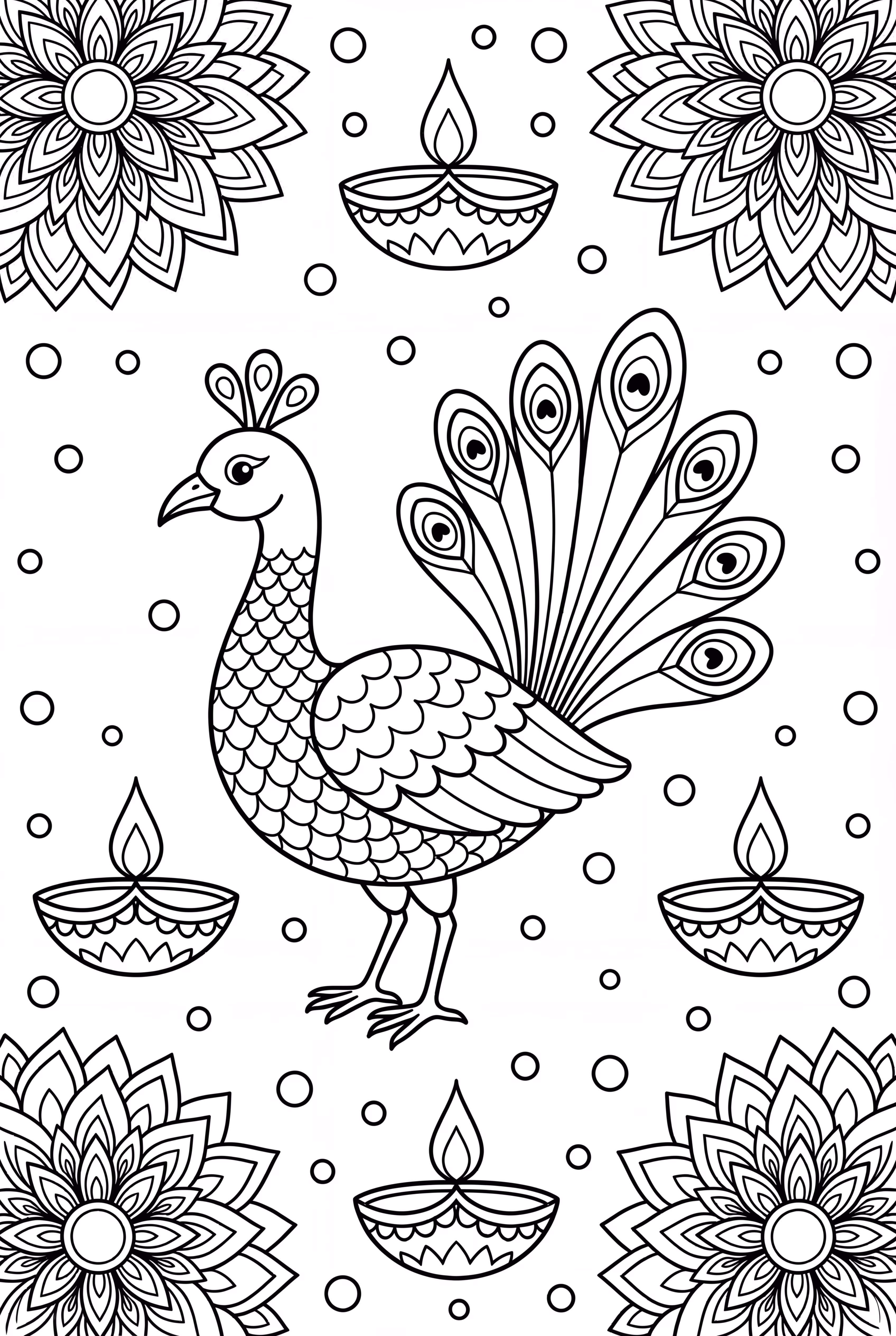 Un pavo real en un diseño de Diwali