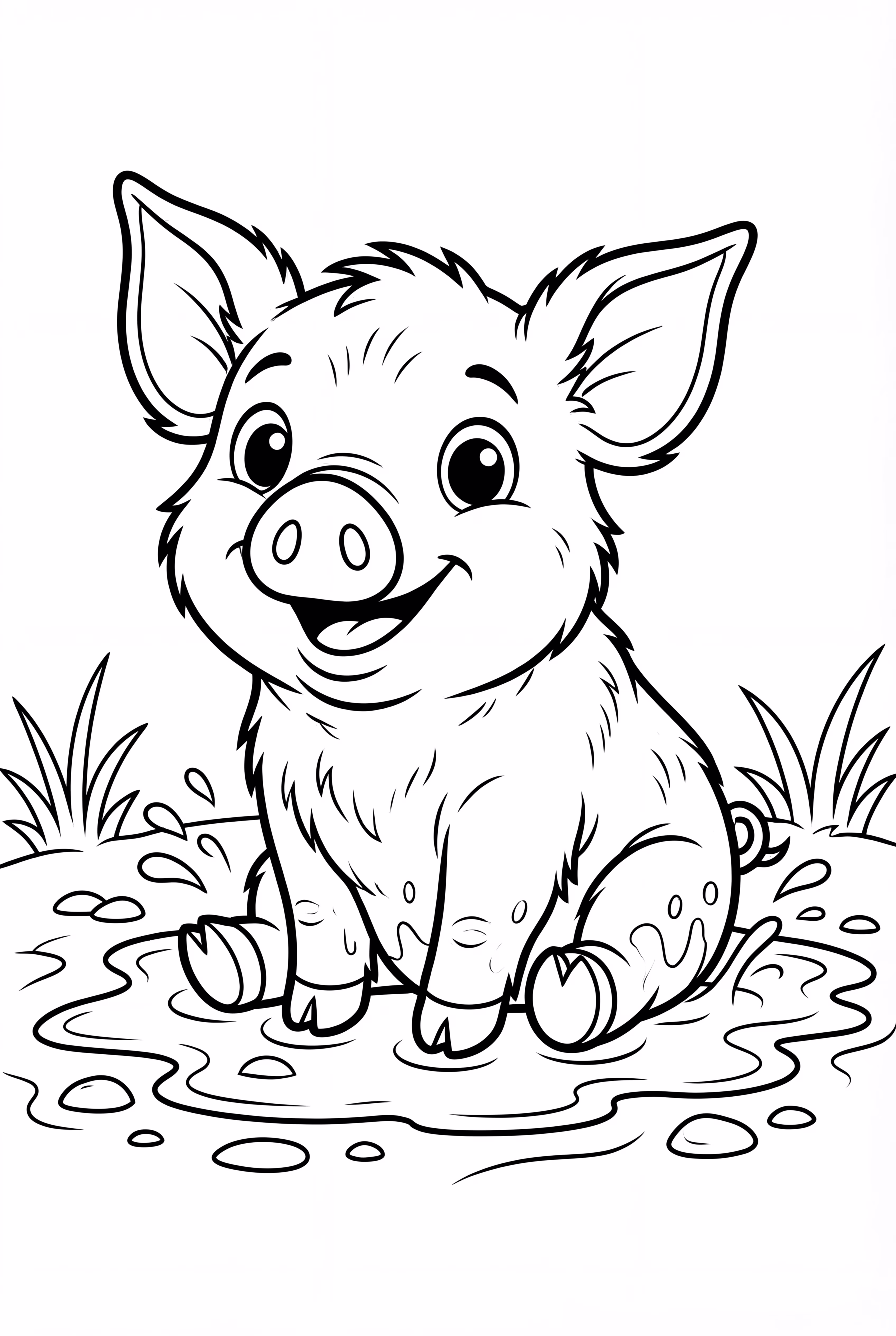 A piglet playing in the mud