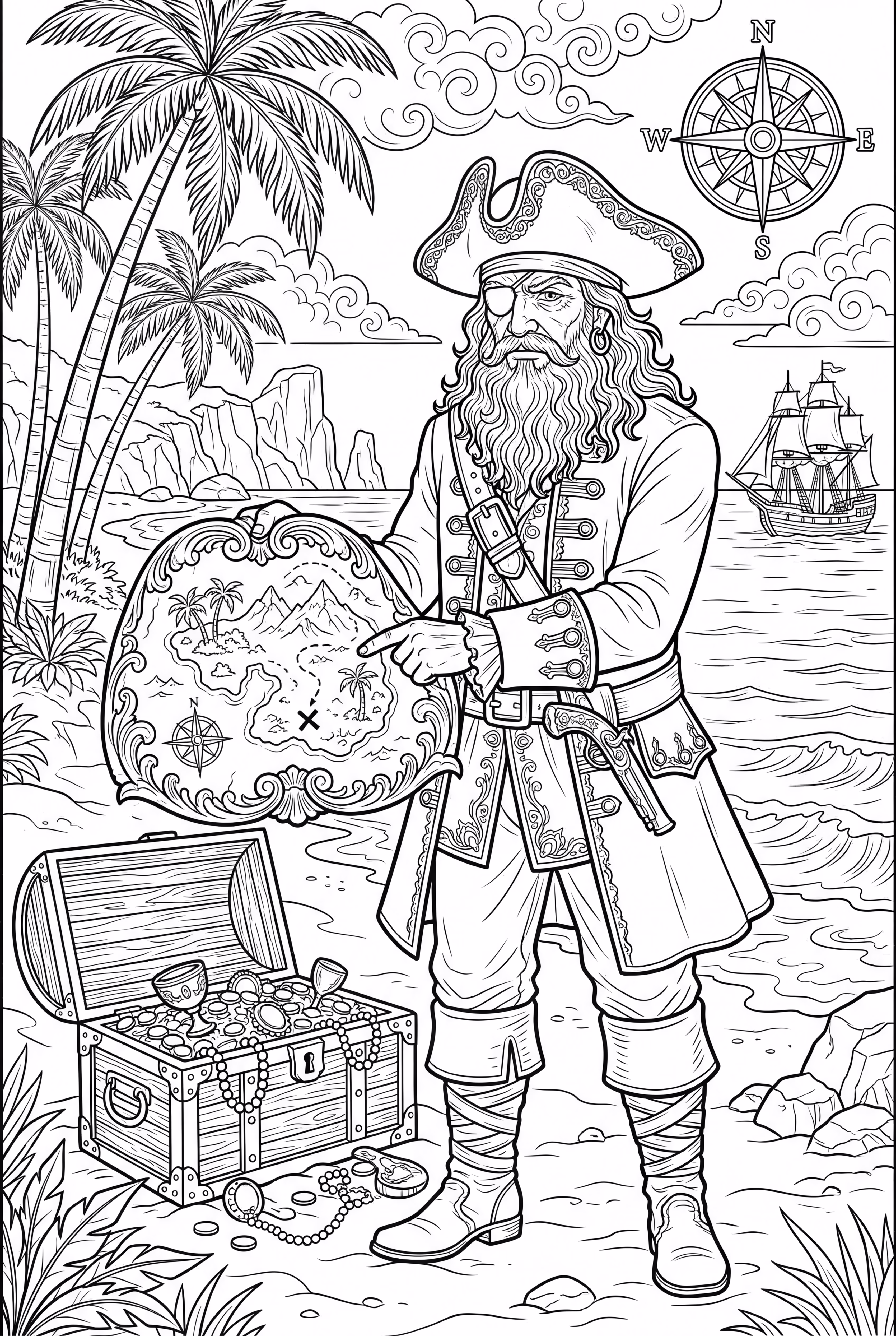 A Pirate Discovering A Treasure Map Egg