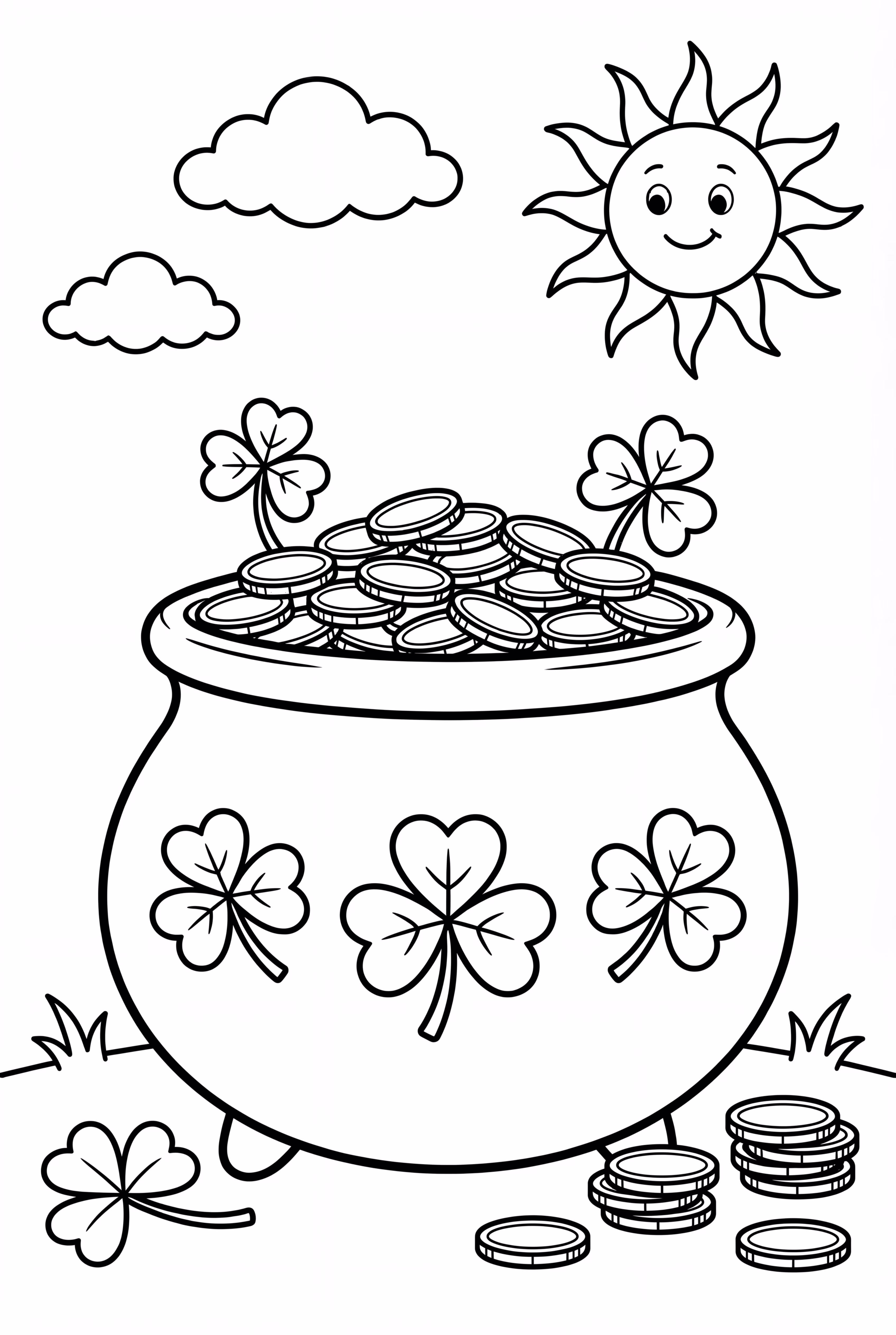 A Pot Of Gold Overflowing With Shamrocks