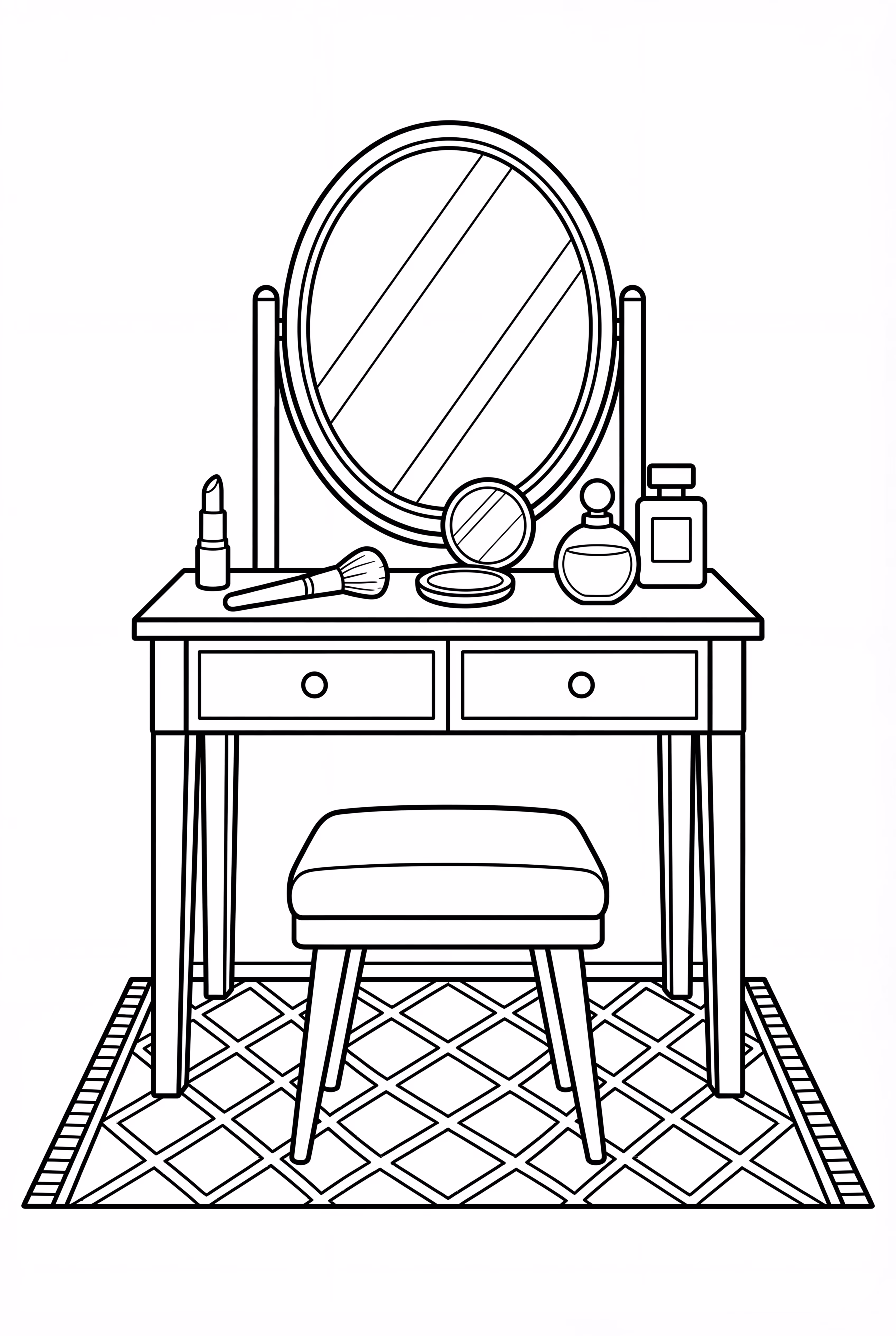 메이크업을 위한 프레피 스타일 화장대