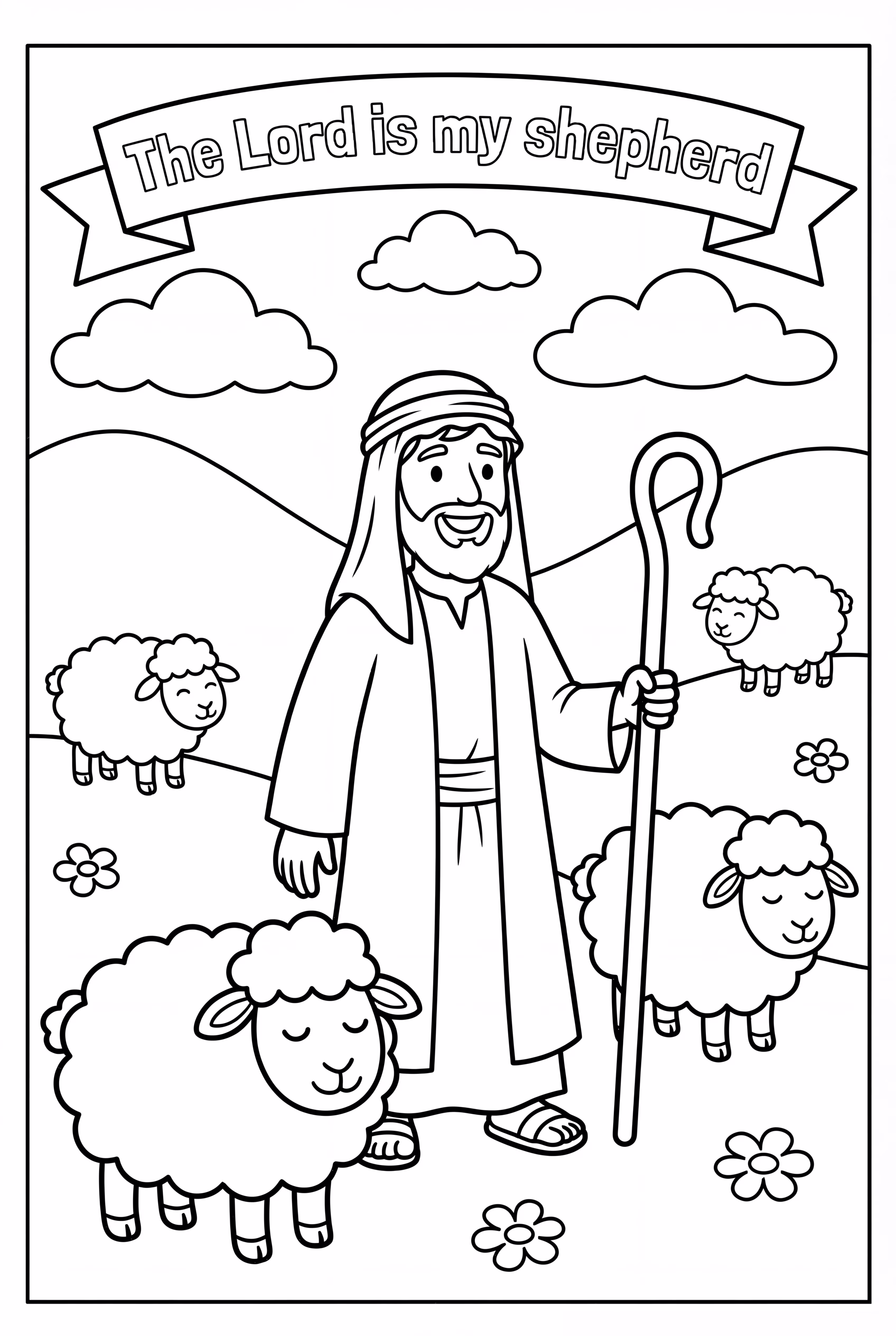 带有牧羊人和羊的诗篇圣经经文