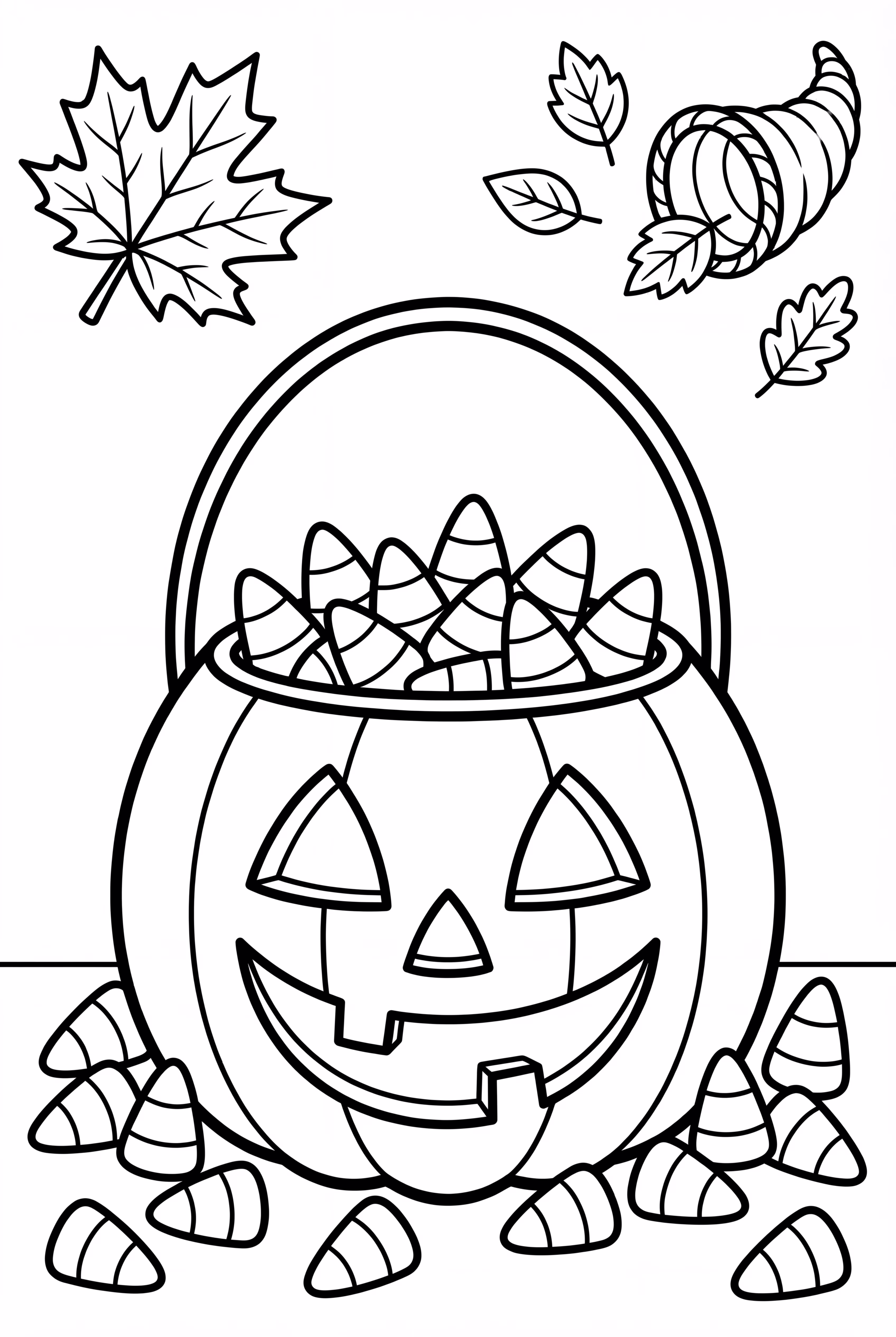 A Pumpkin Bucket Full Of Candy Corn