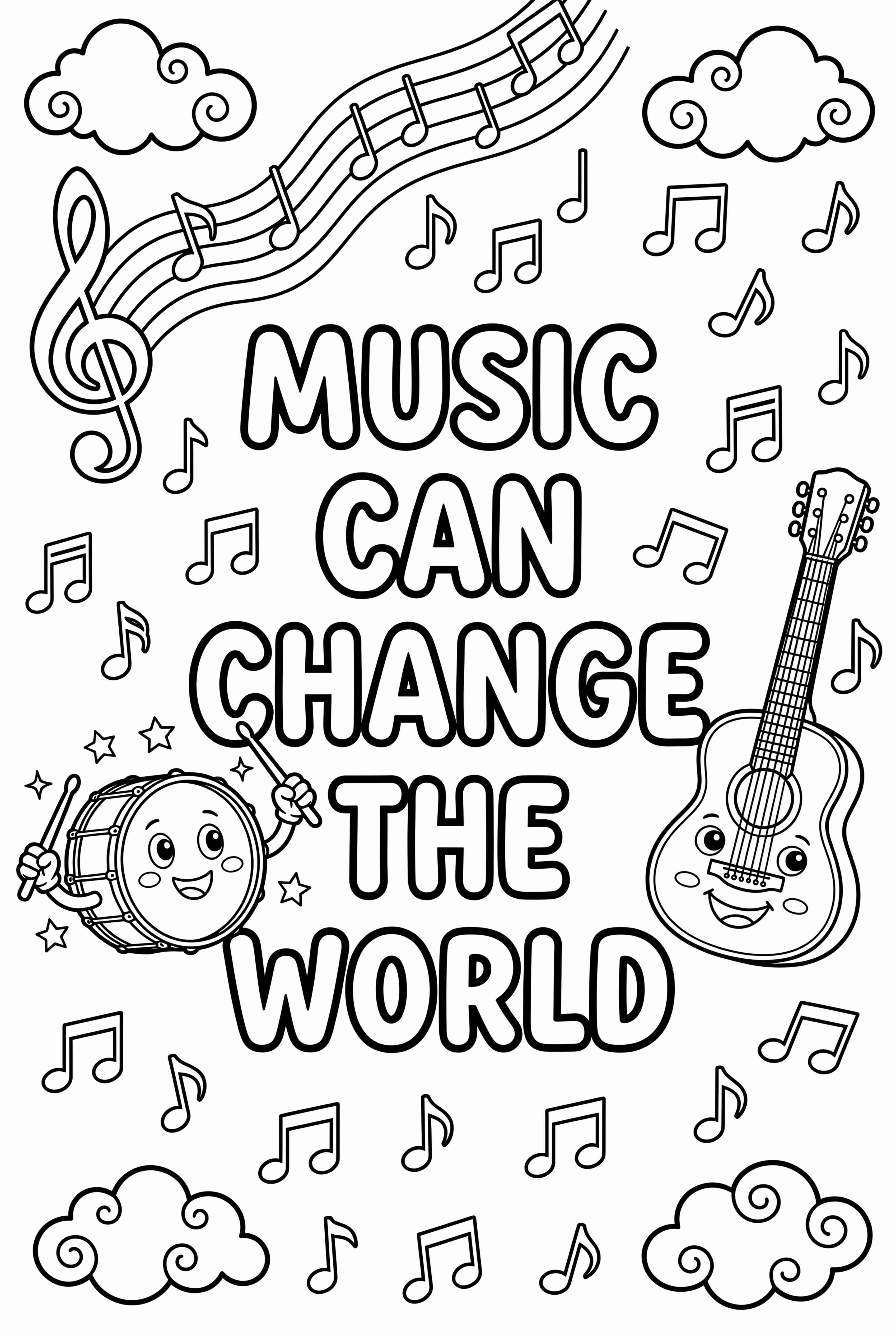 A Quote About Music With Musical Notes