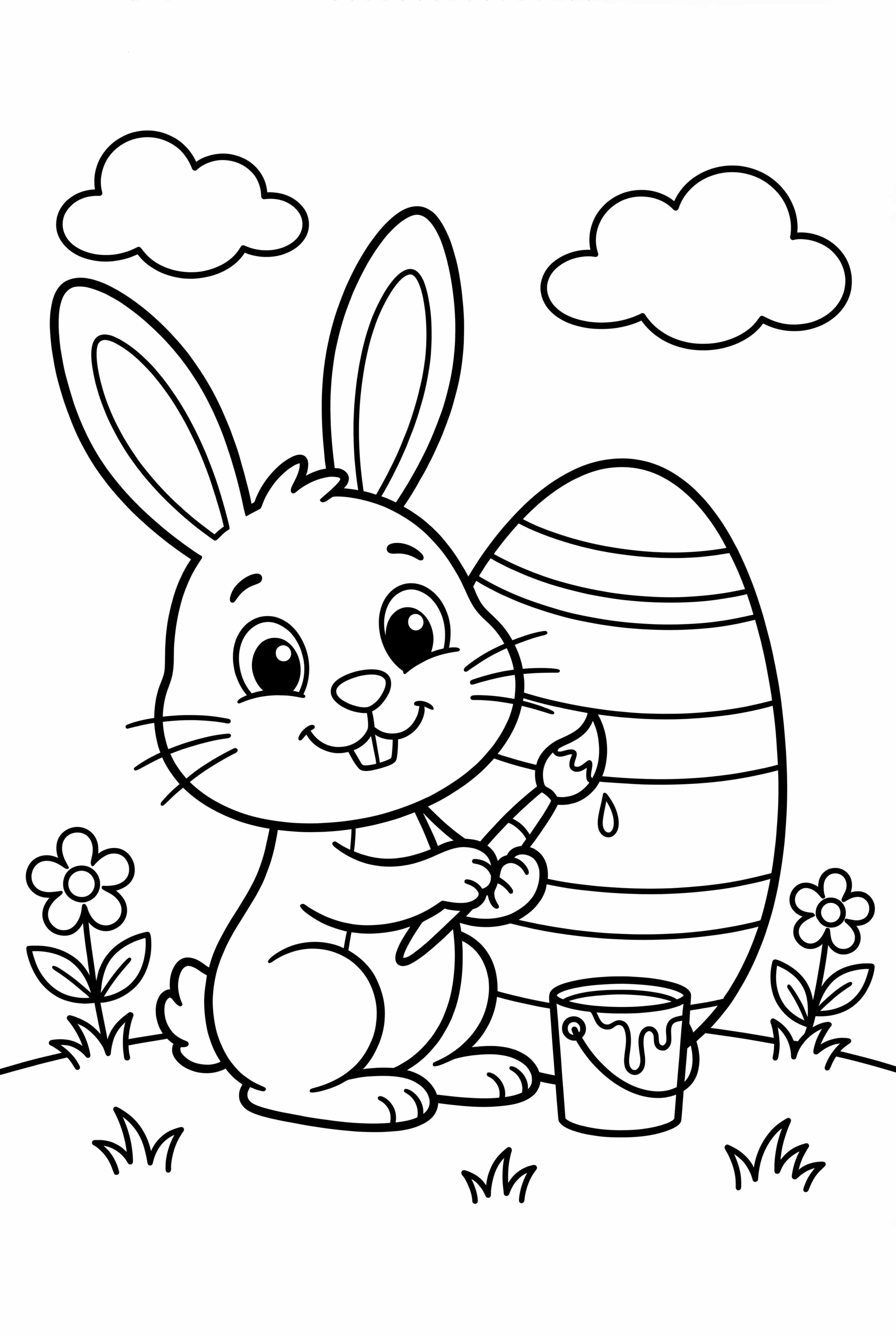 A Rabbit Painting An Easter Egg