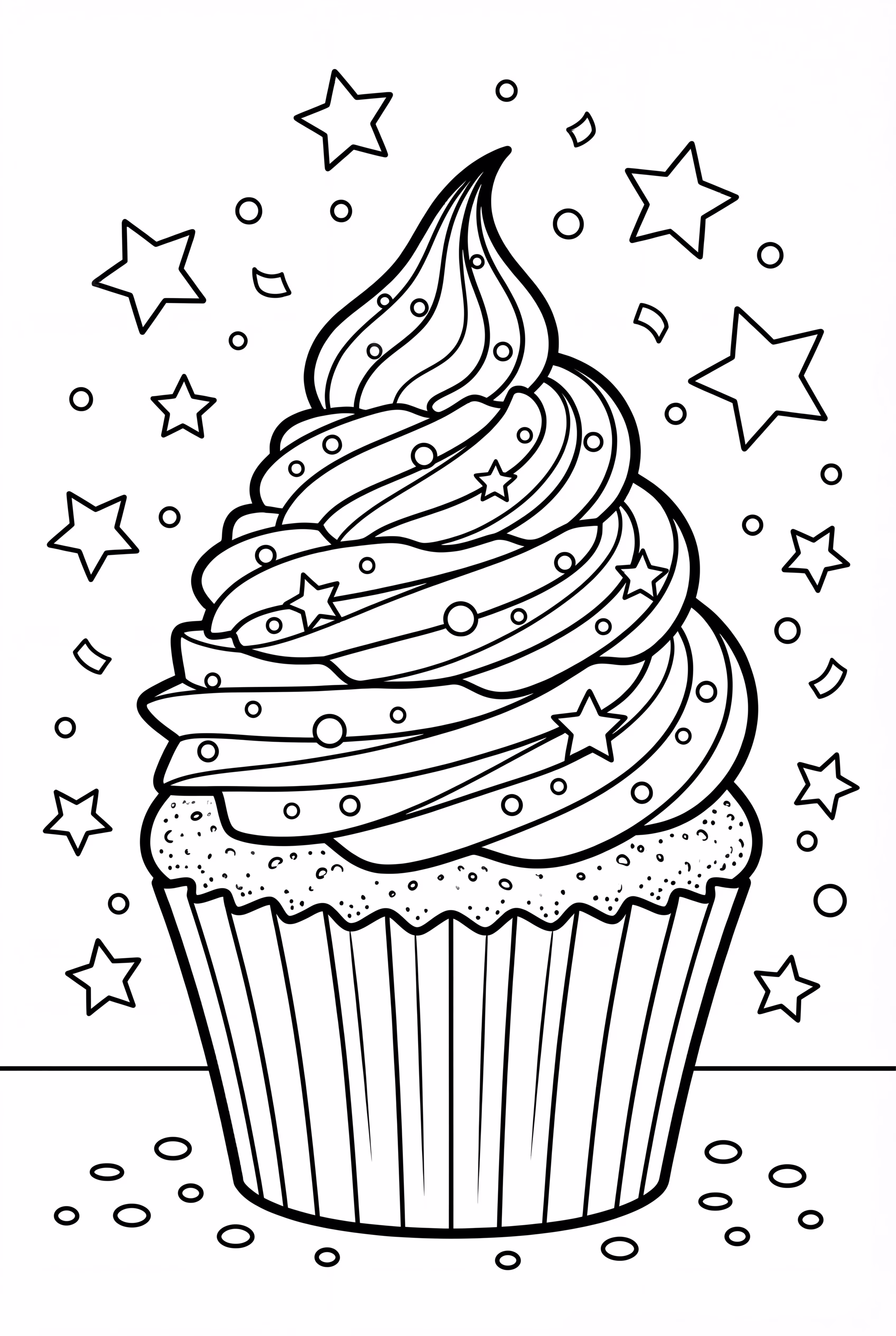 A rainbow cupcake decorated with little stars