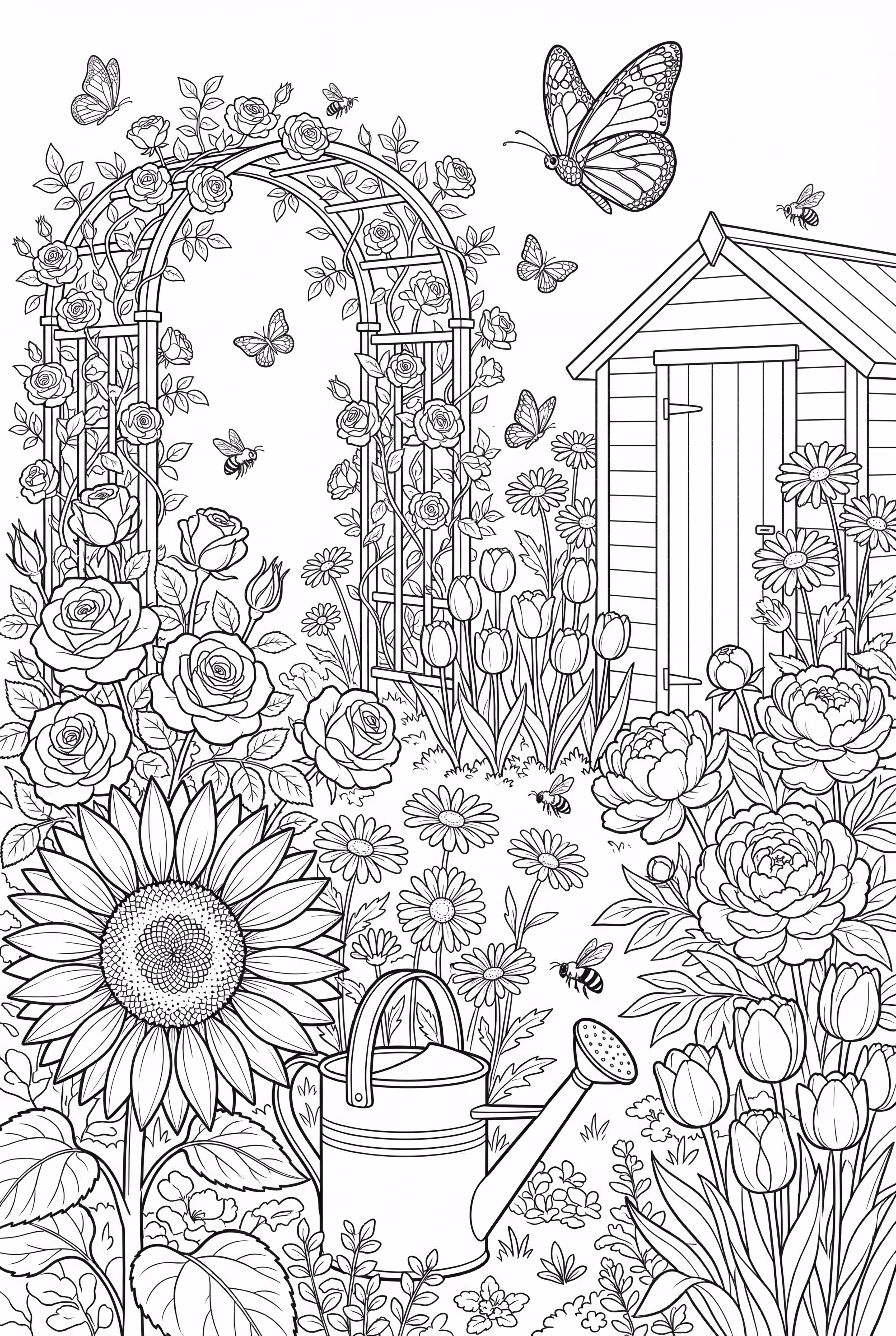 Un jardin d'été réaliste en pleine floraison