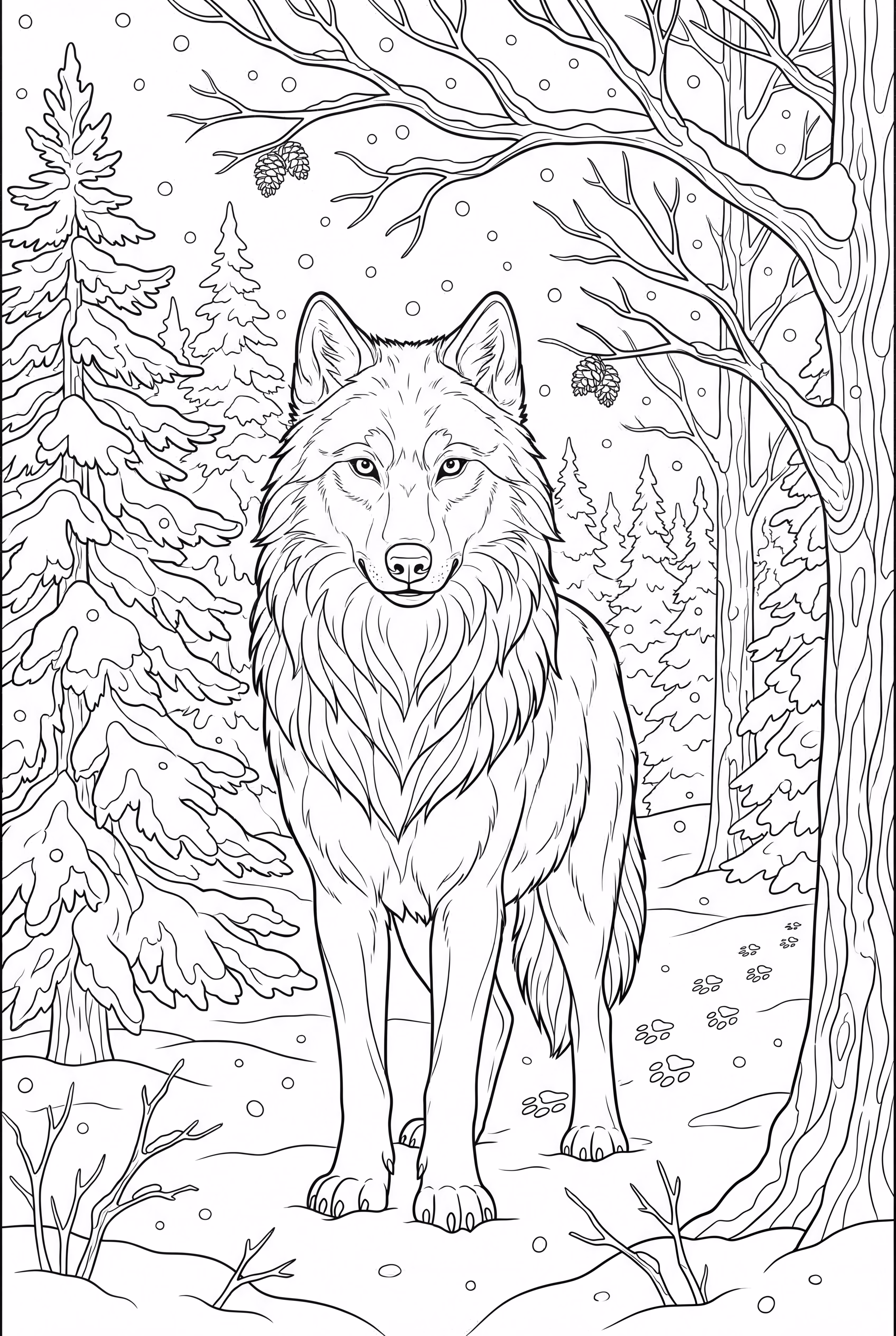 A Realistic Winter Wolf Portrait