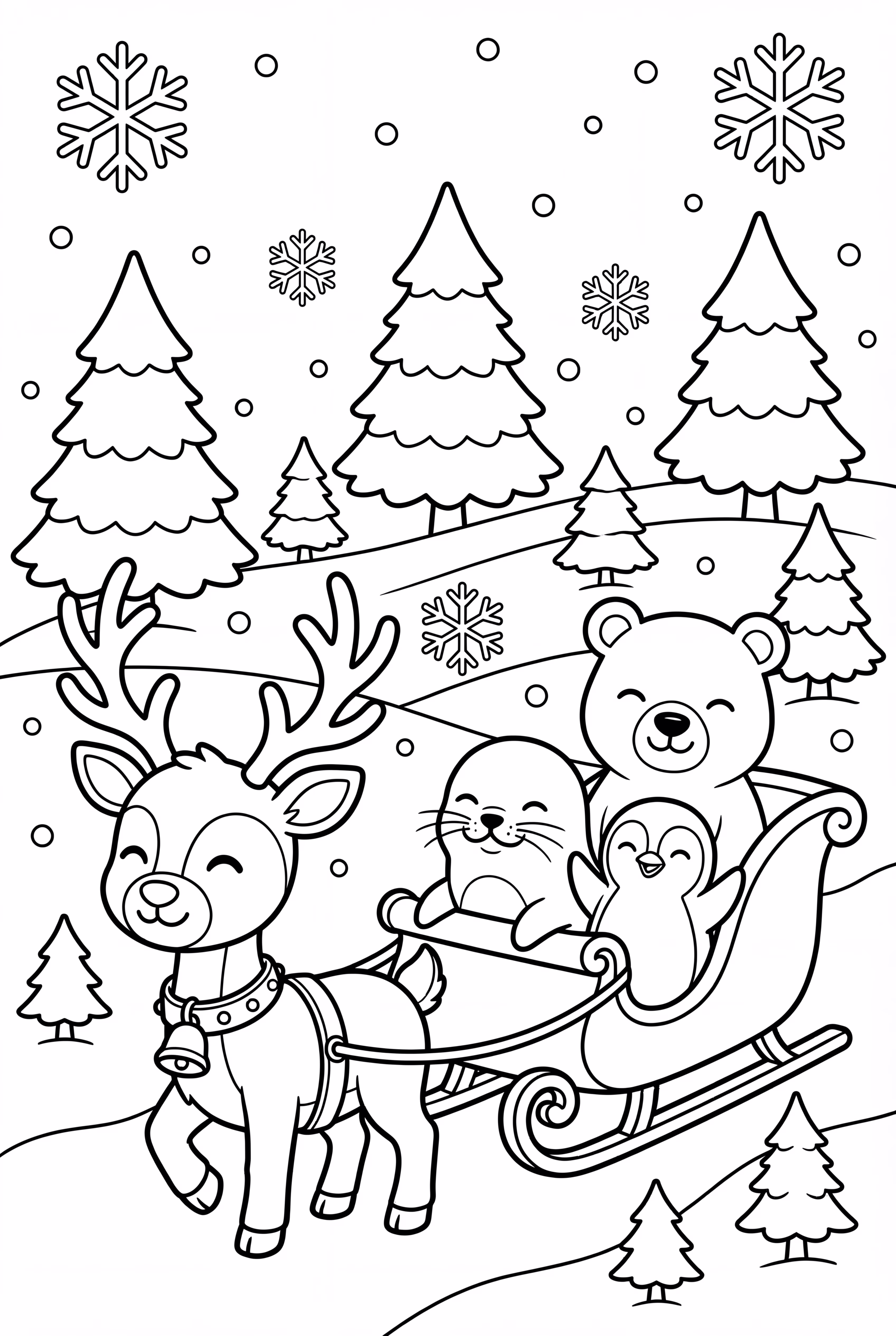 A Reindeer Pulling a Sleigh of Arctic Animals