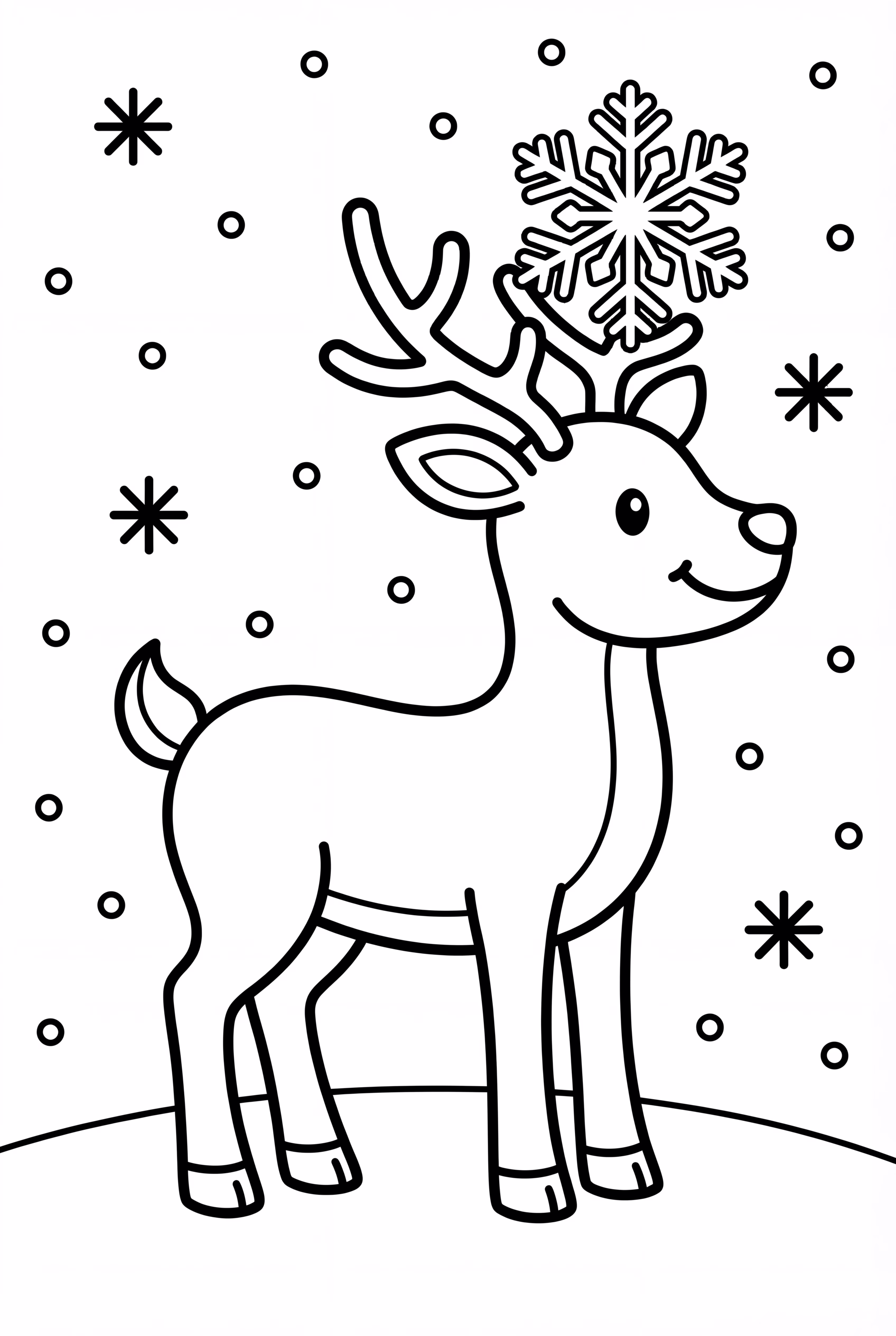 A Reindeer With A Snowflake On Its Antler