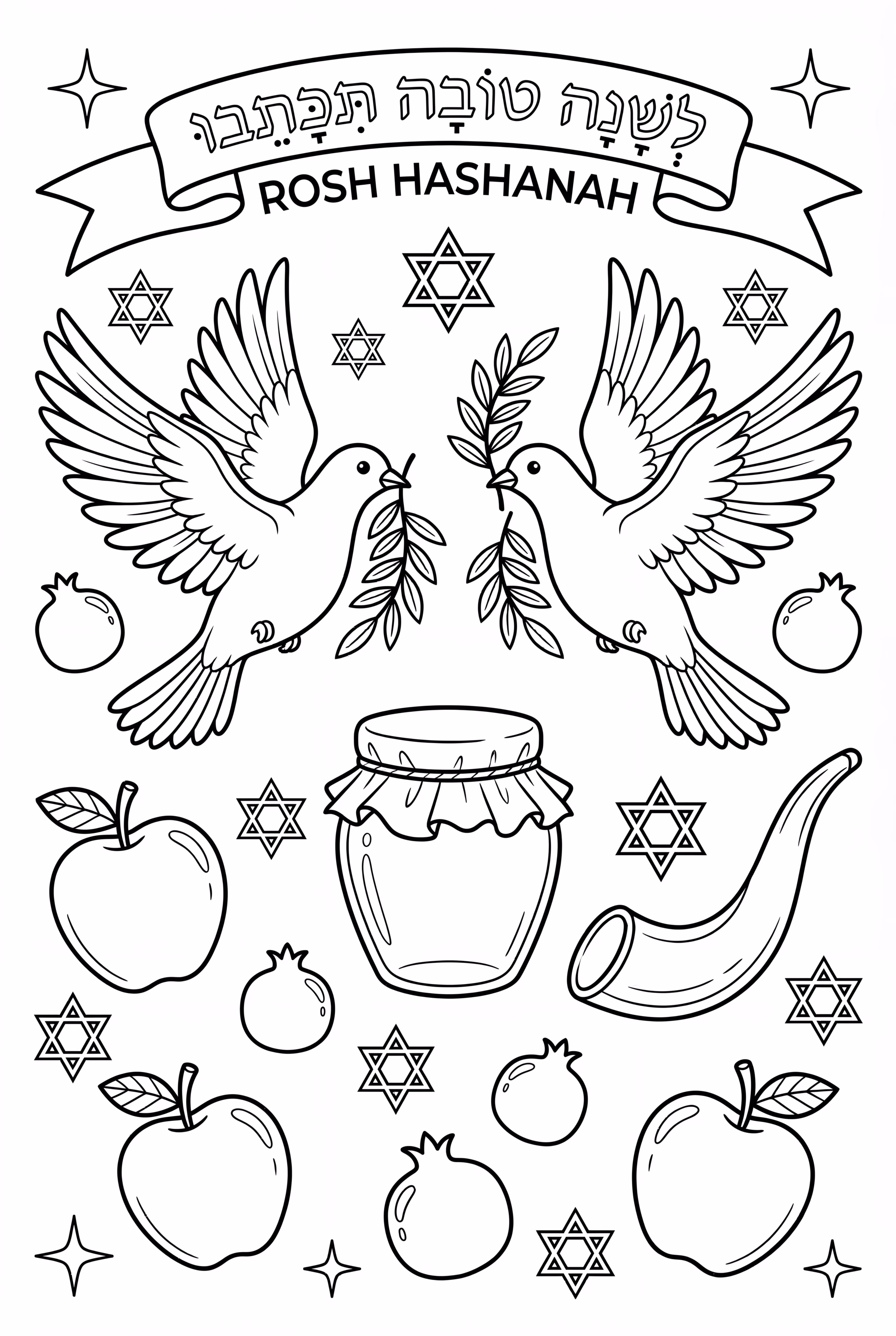 A Rosh Hashanah Greeting Card With Doves