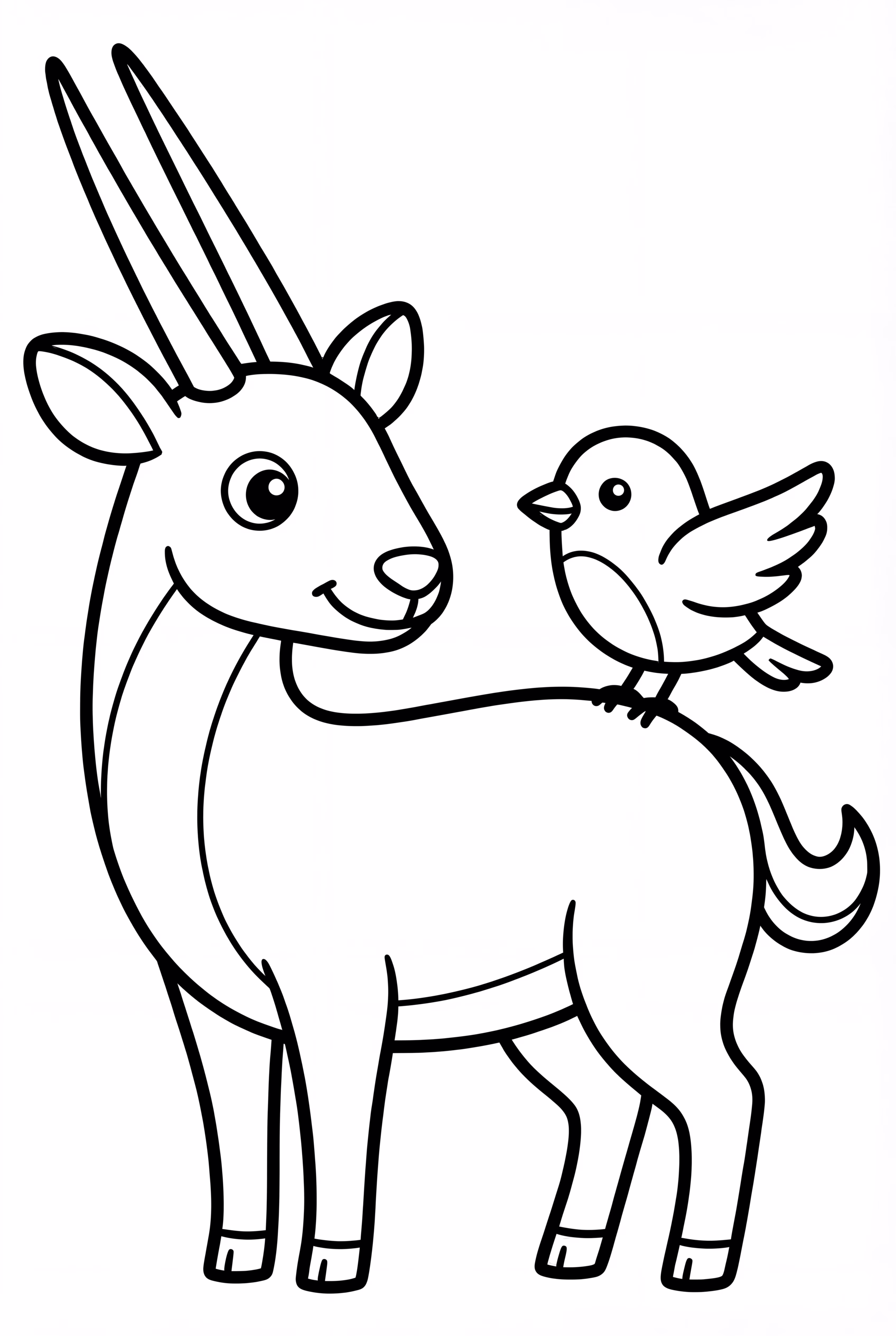 A Saola And A Little Bird