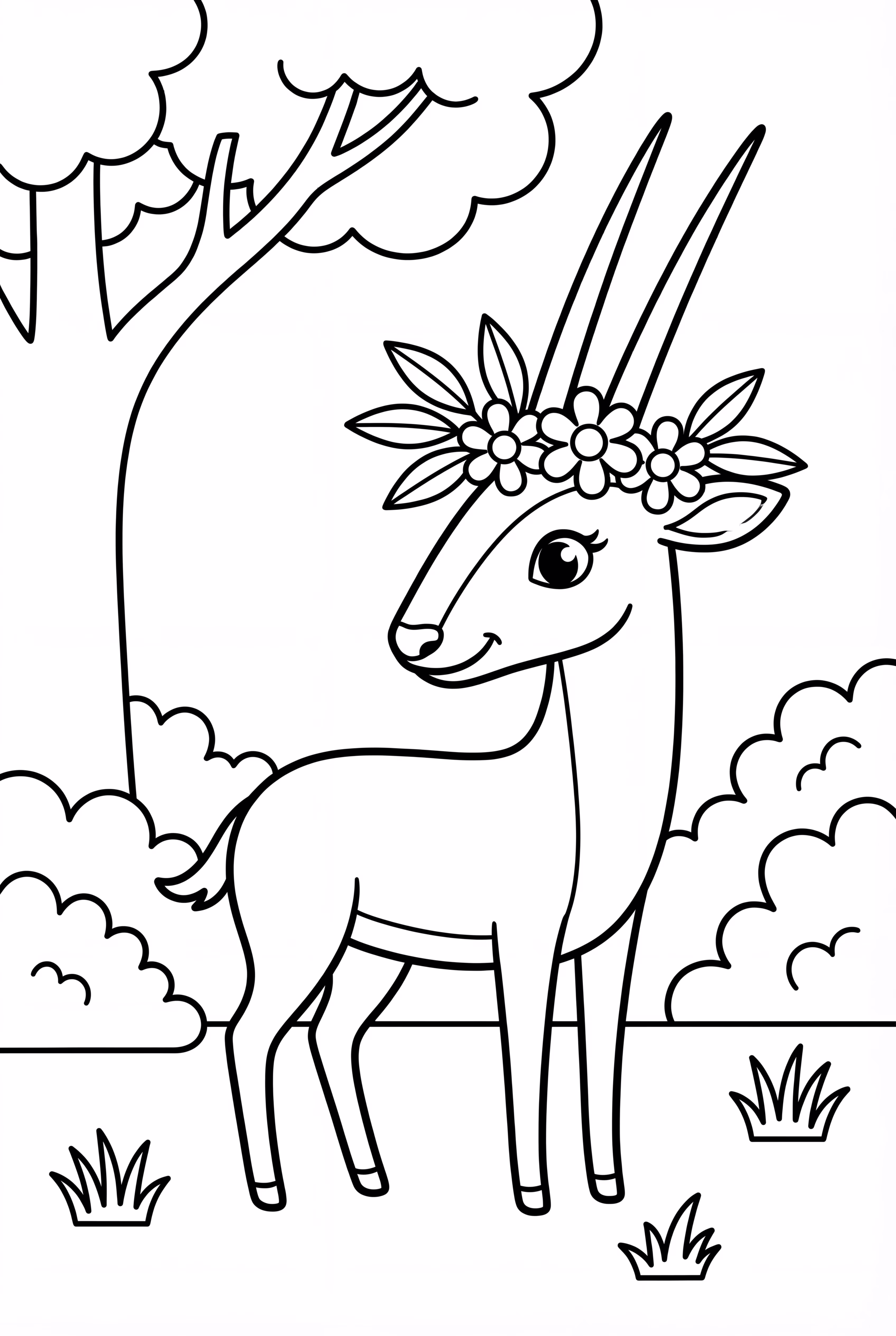 A Saola With A Crown Of Flowers