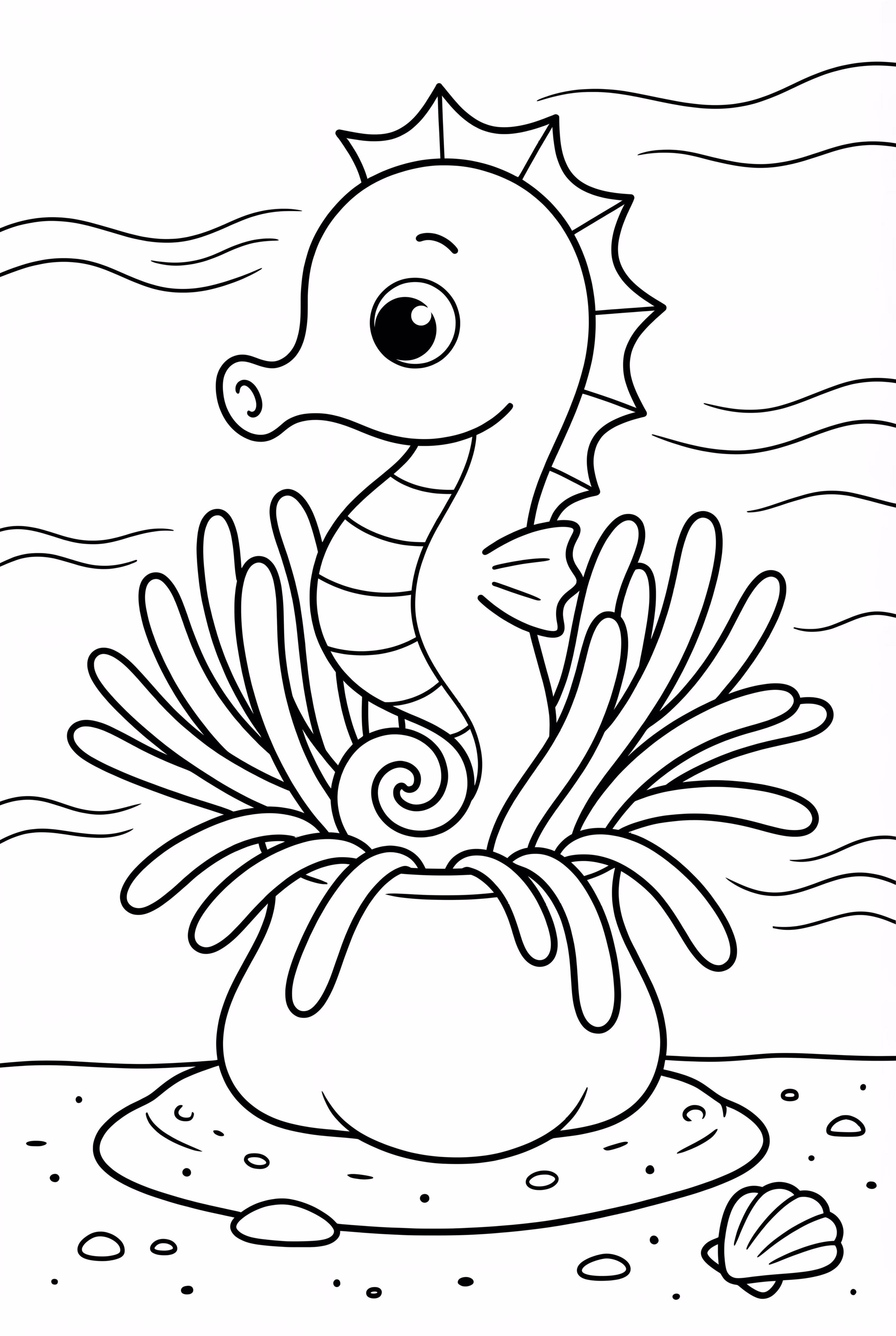 A Seahorse Peeking From An Anemone