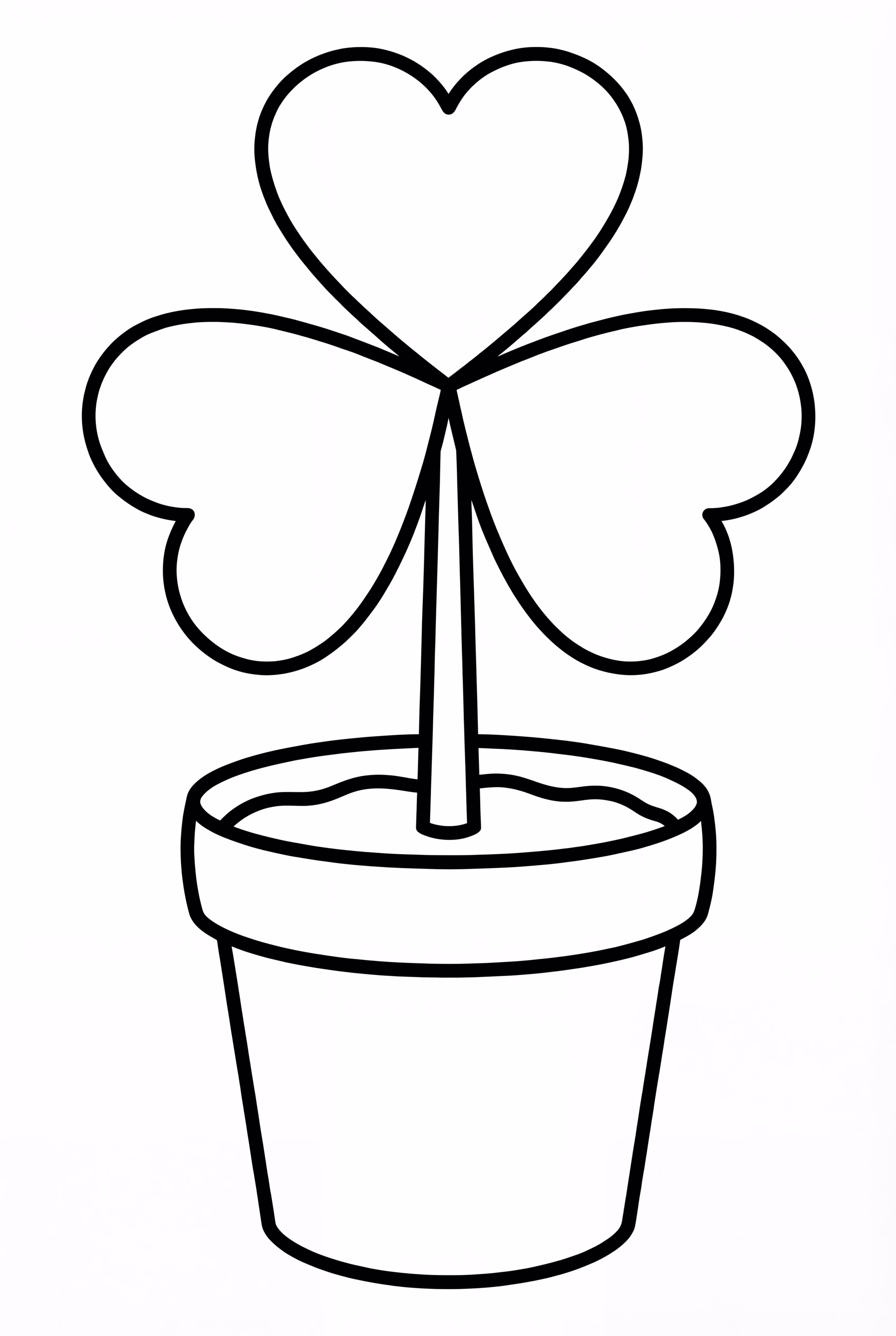 一株三叶草在小花盆里生长