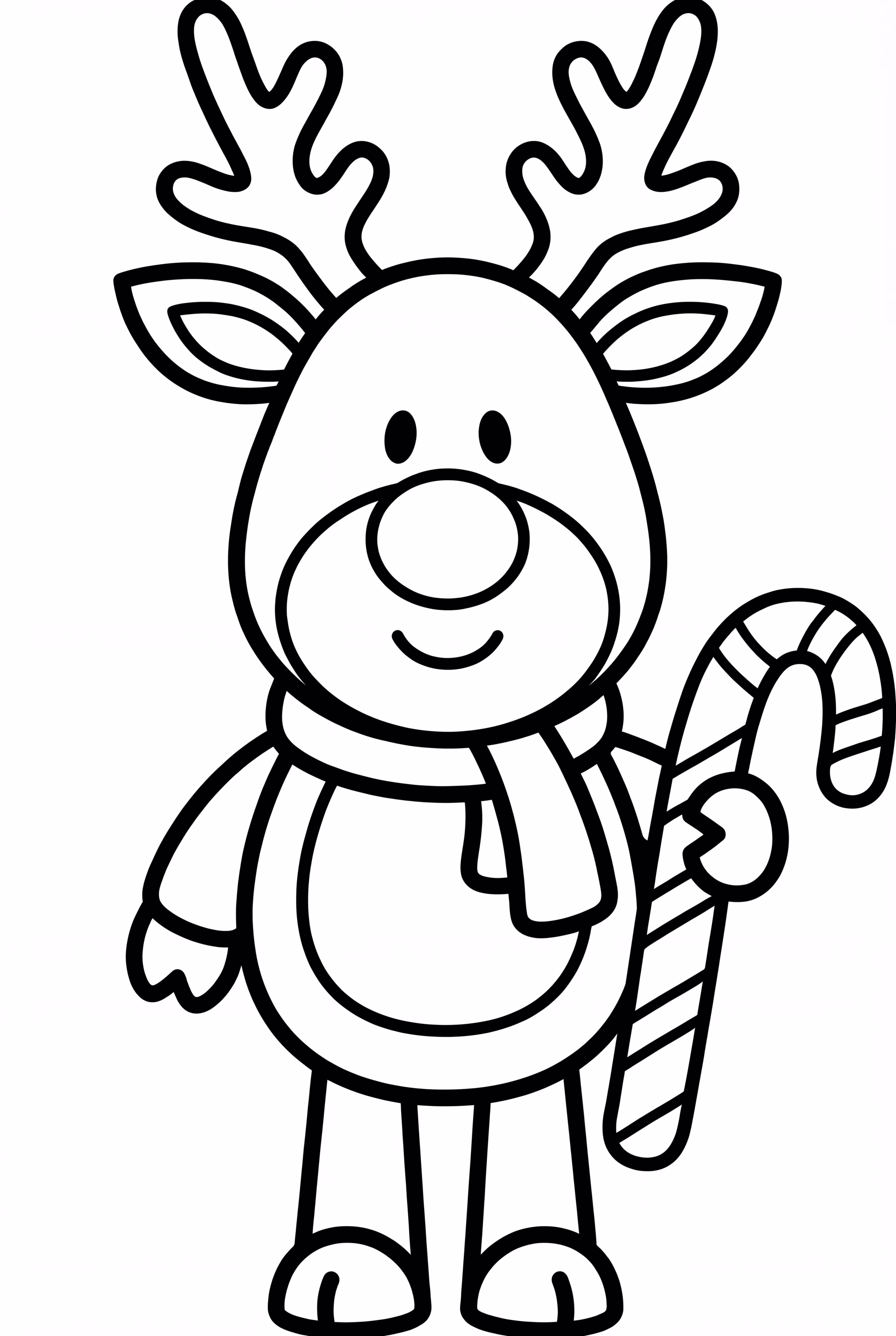 A Simple Reindeer With A Candy Cane