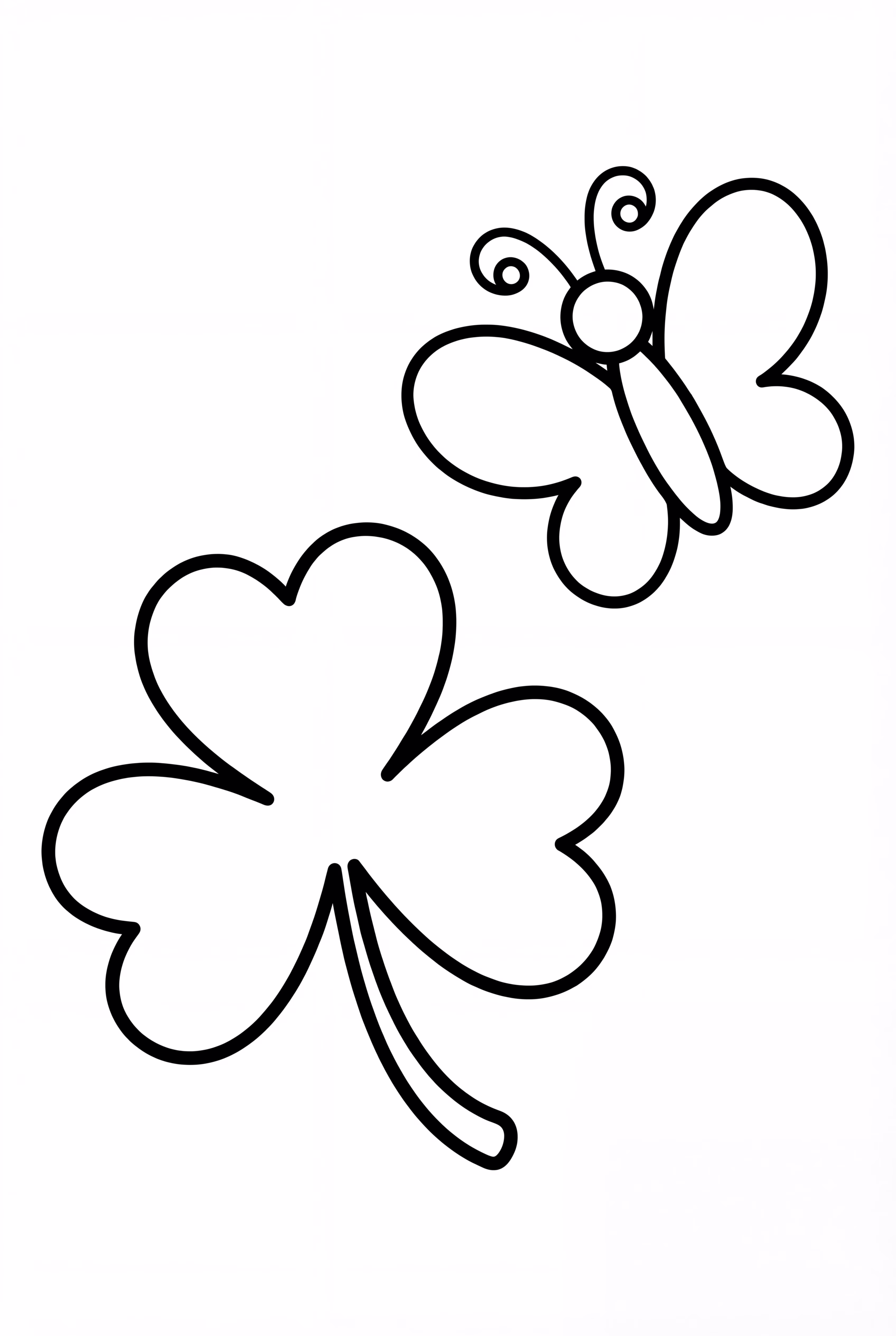 シンプルなクローバーと蝶