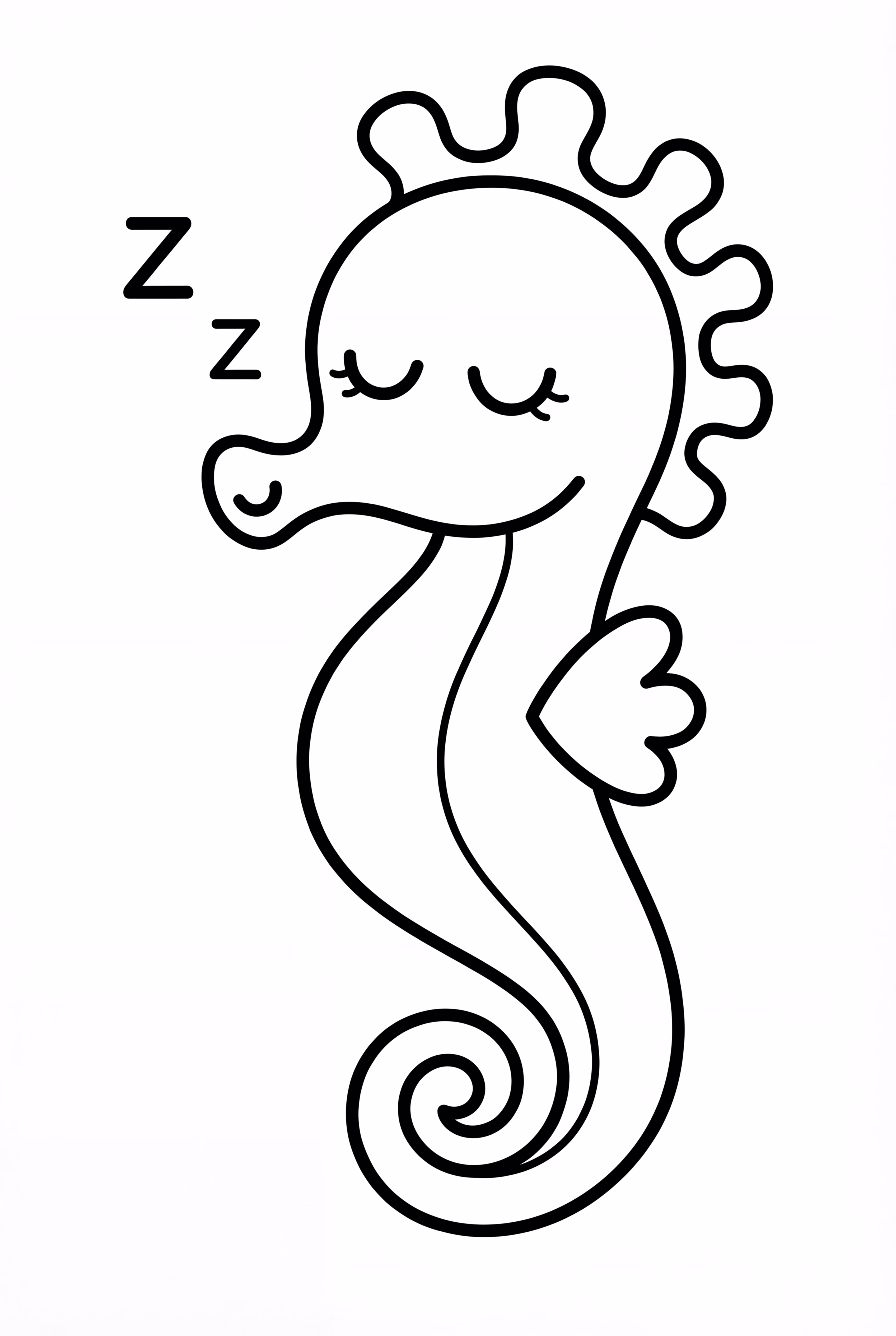 Ein schlafendes Seepferdchen auf einem Korallenriff