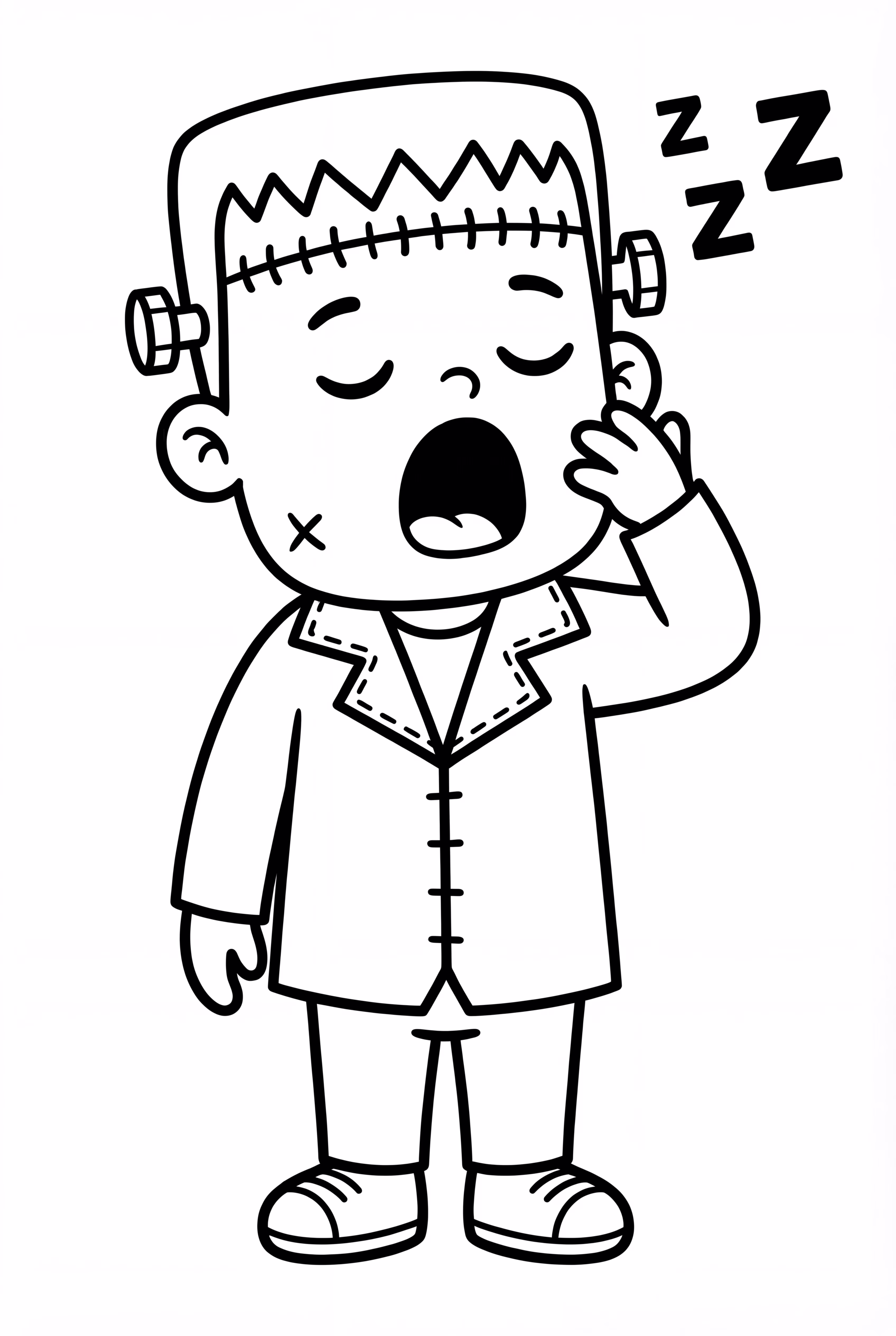 A Sleepy Frankenstein Yawning