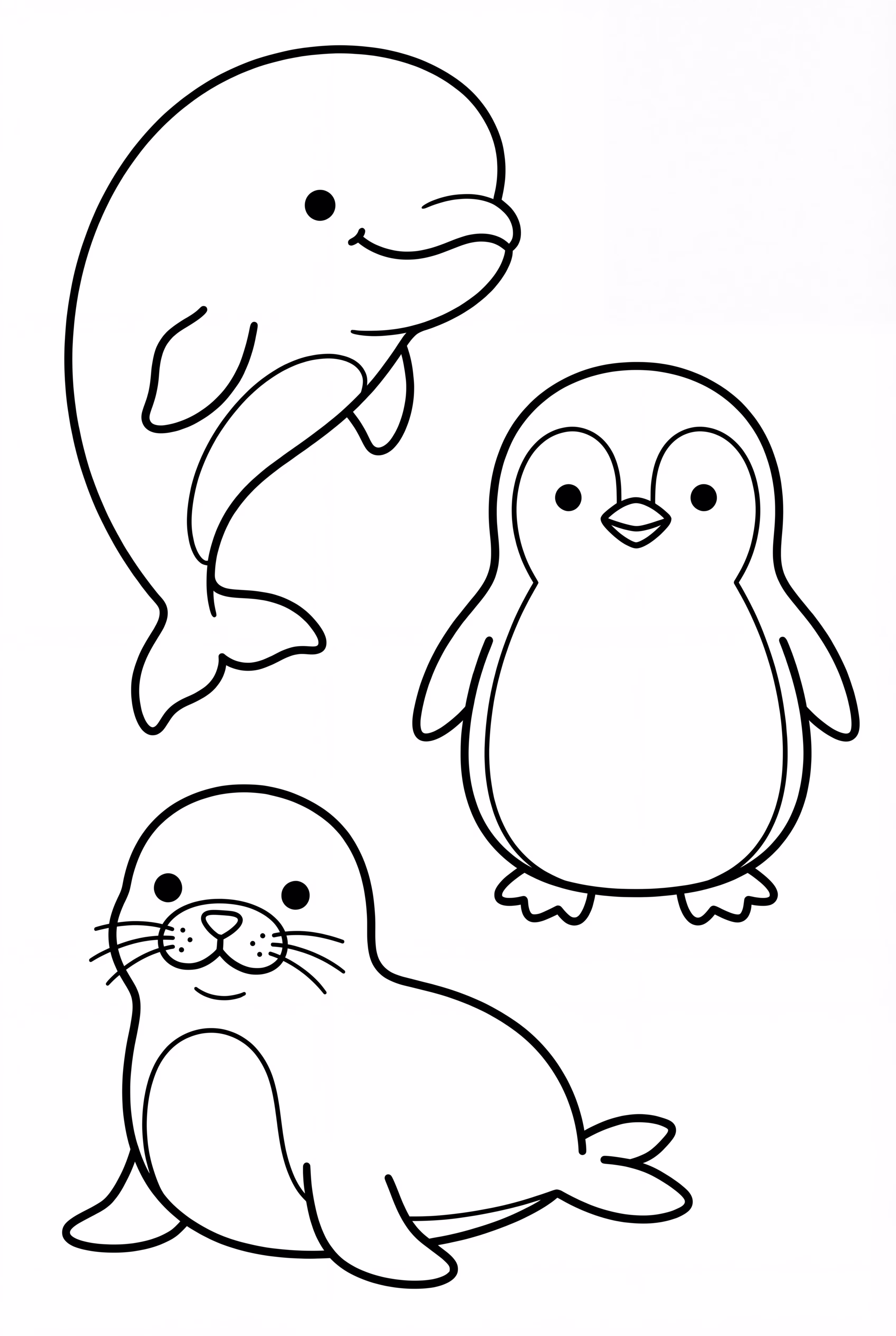 A Smiling Beluga Whale with other Arctic Animals