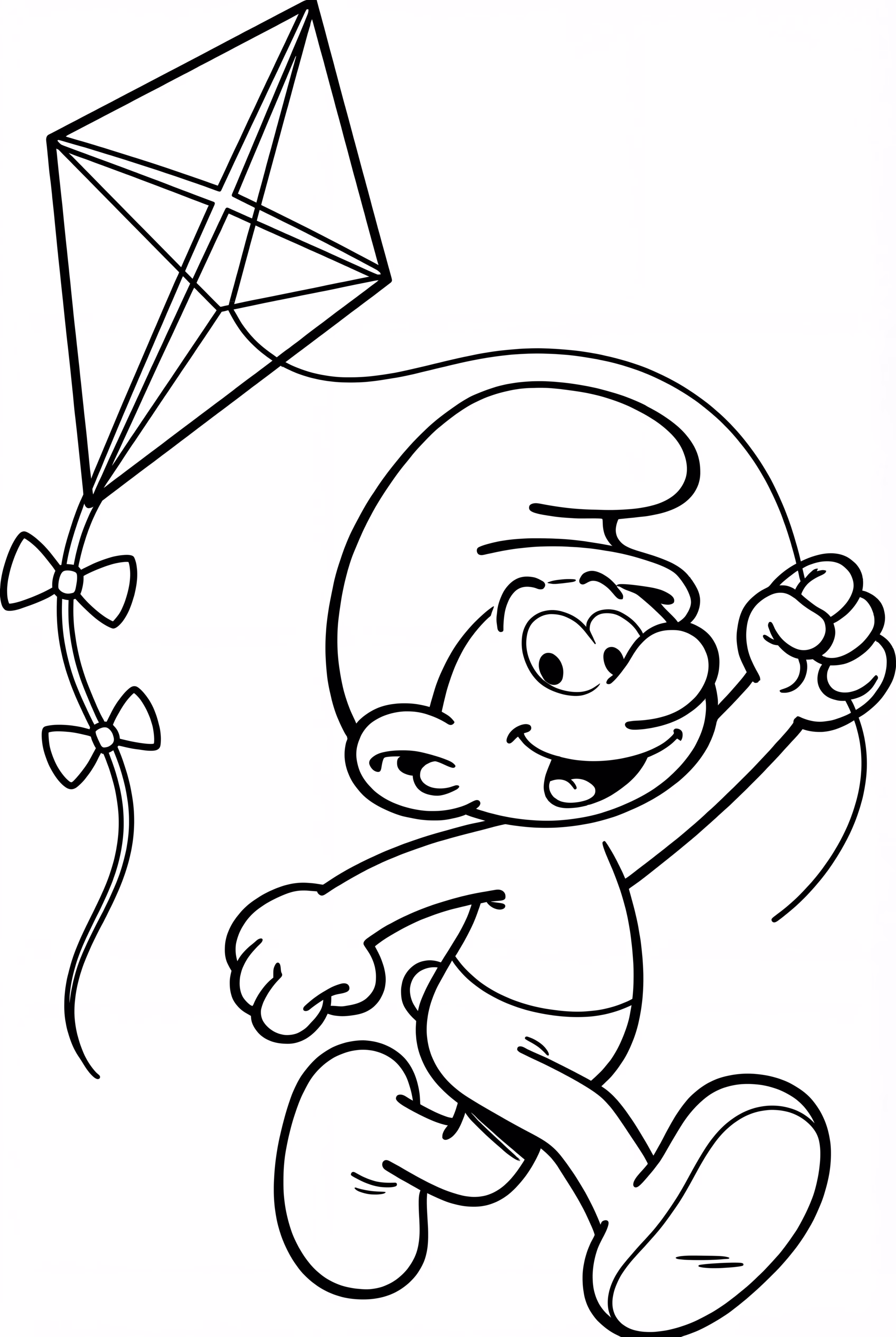 A Smurf Flying A Small Kite