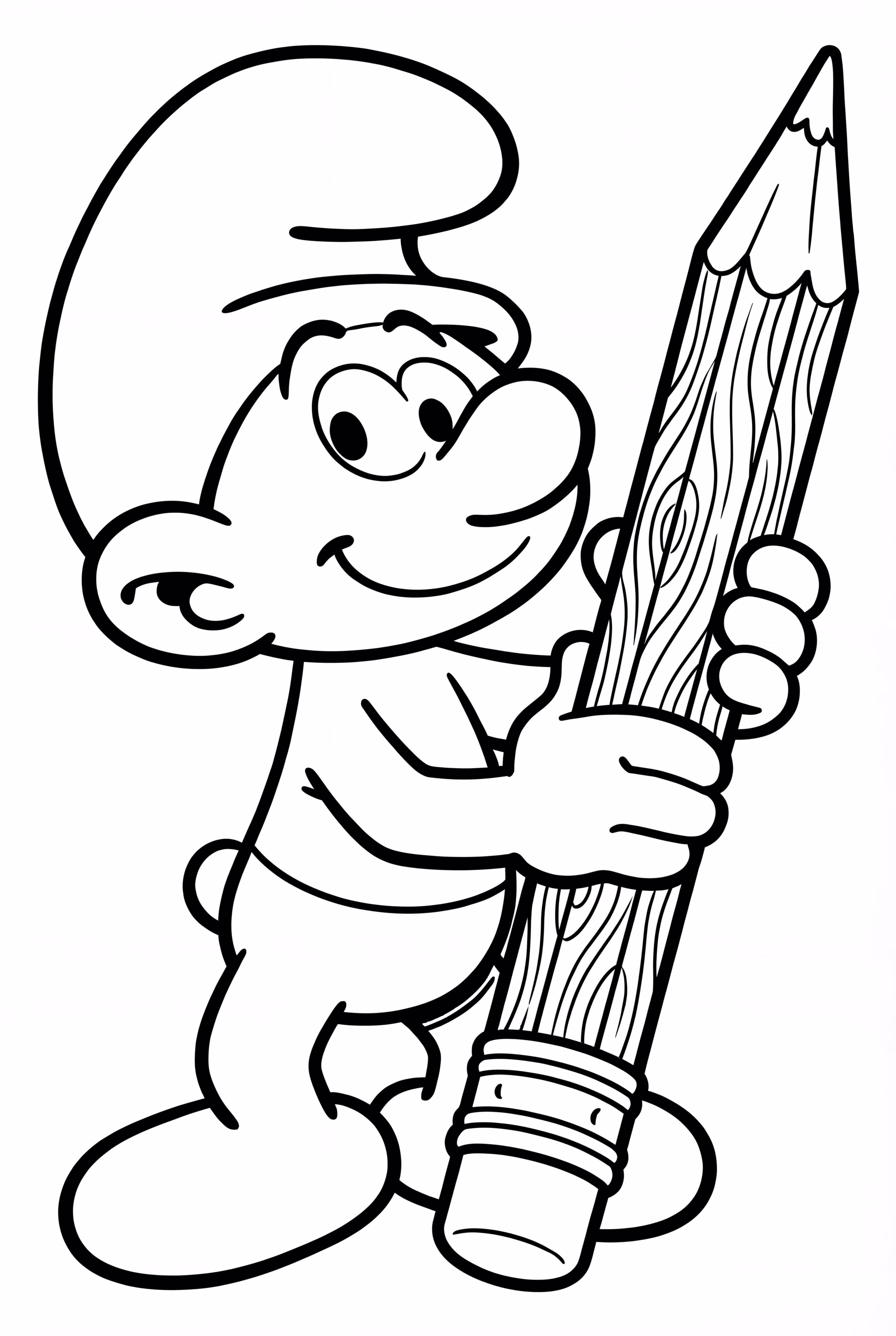 A Smurf Holding A Large Pencil