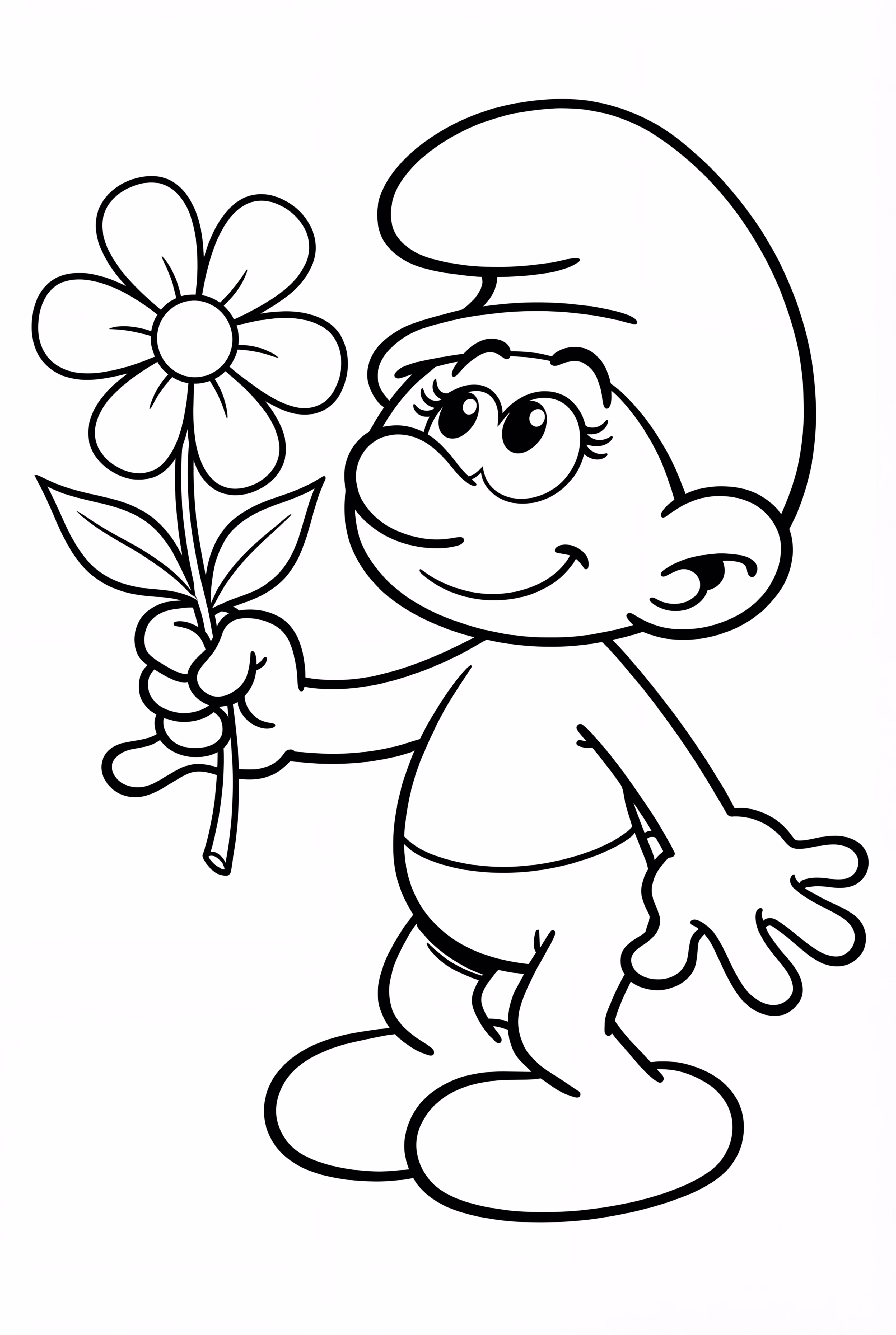 A Smurf Holding A Single Flower