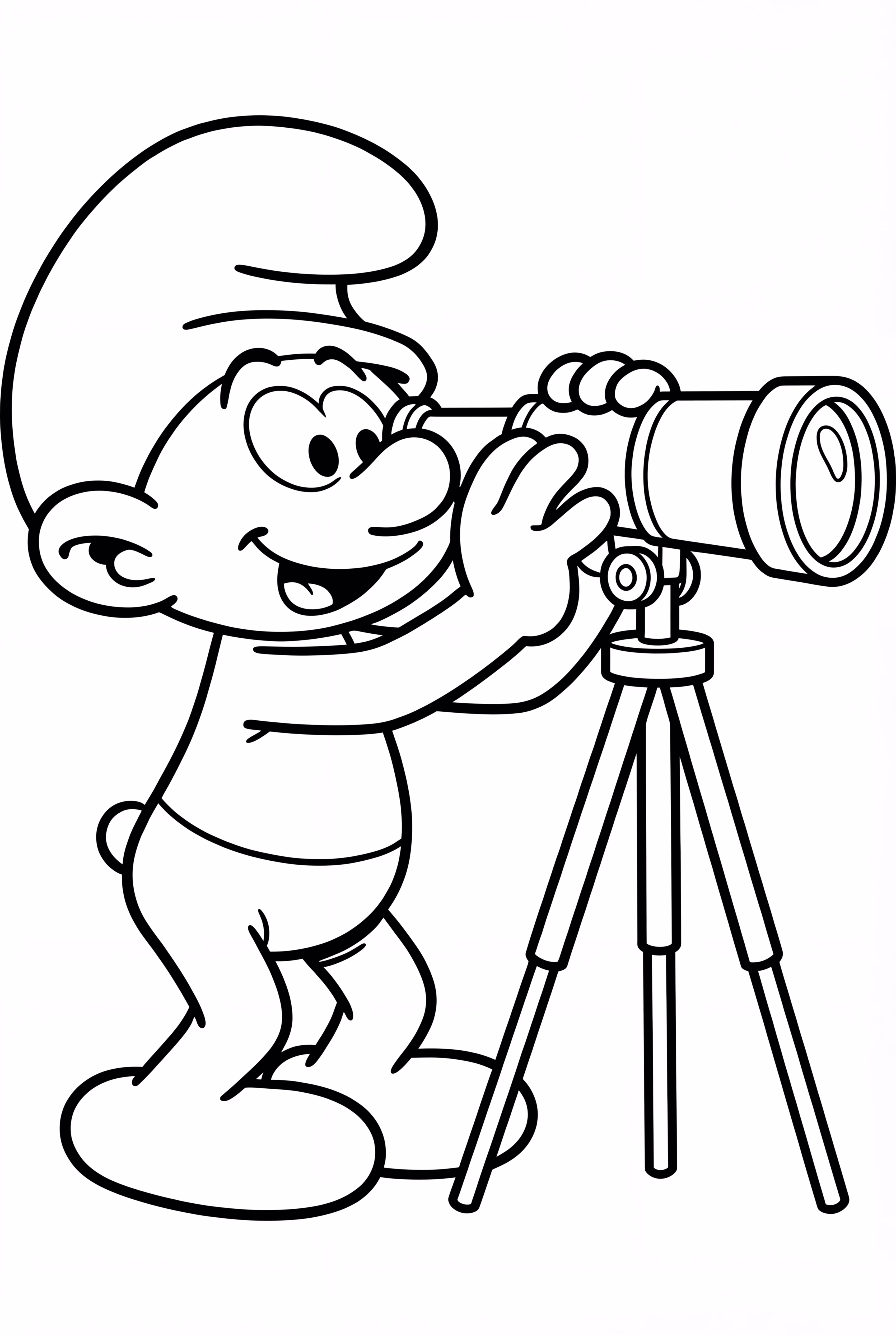 A Smurf Looking Through A Telescope