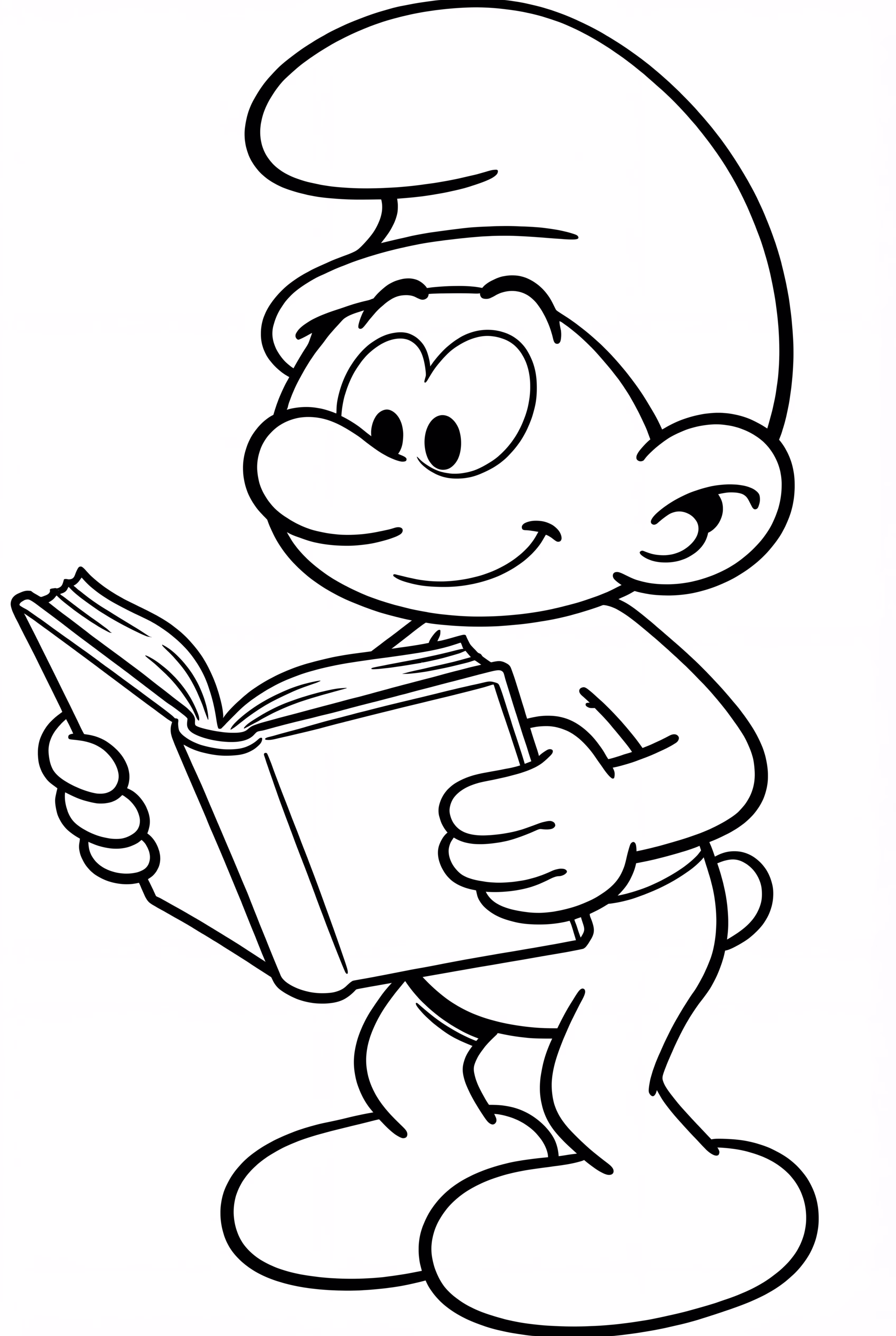 A Smurf Reading A Small Book