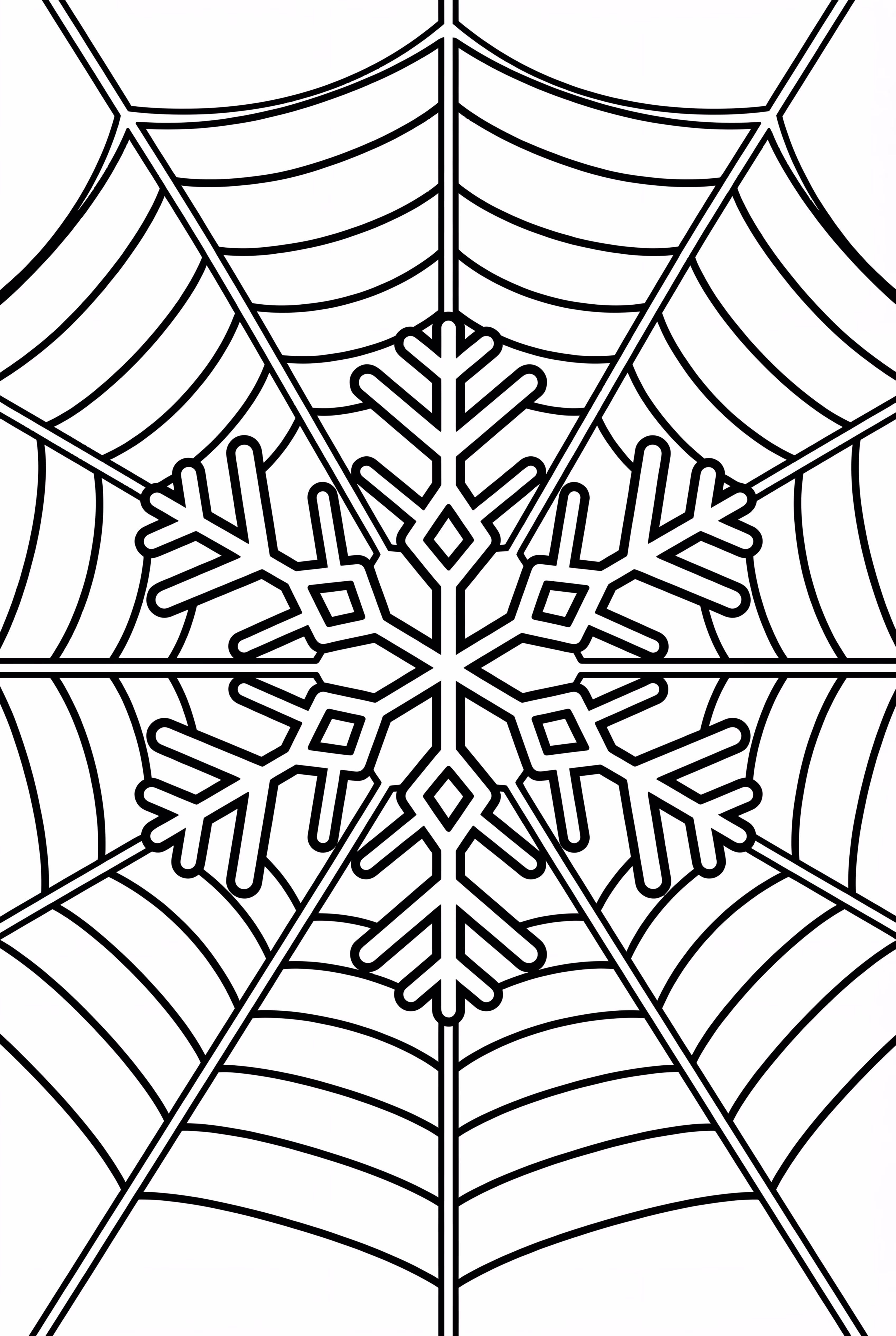 A Snowflake At The Center Of A Web