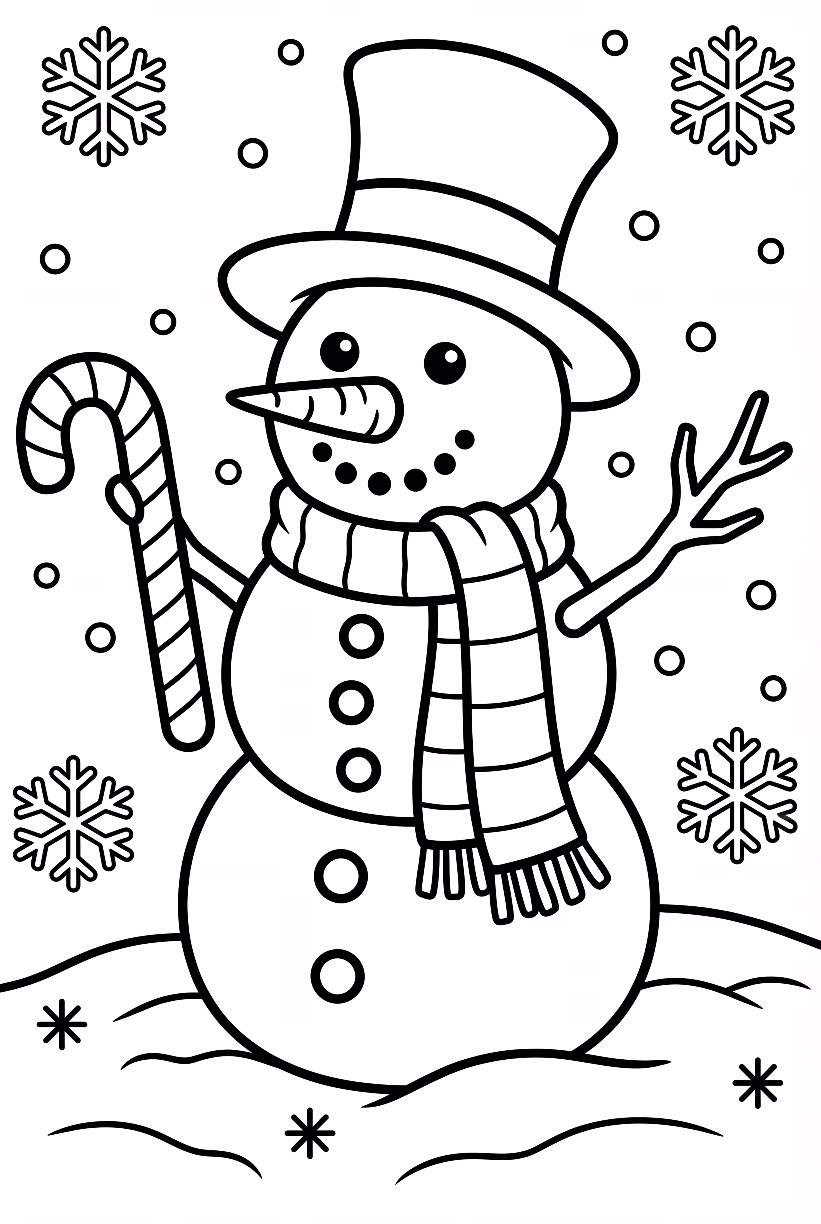 A Snowman With A Candy Cane Arm