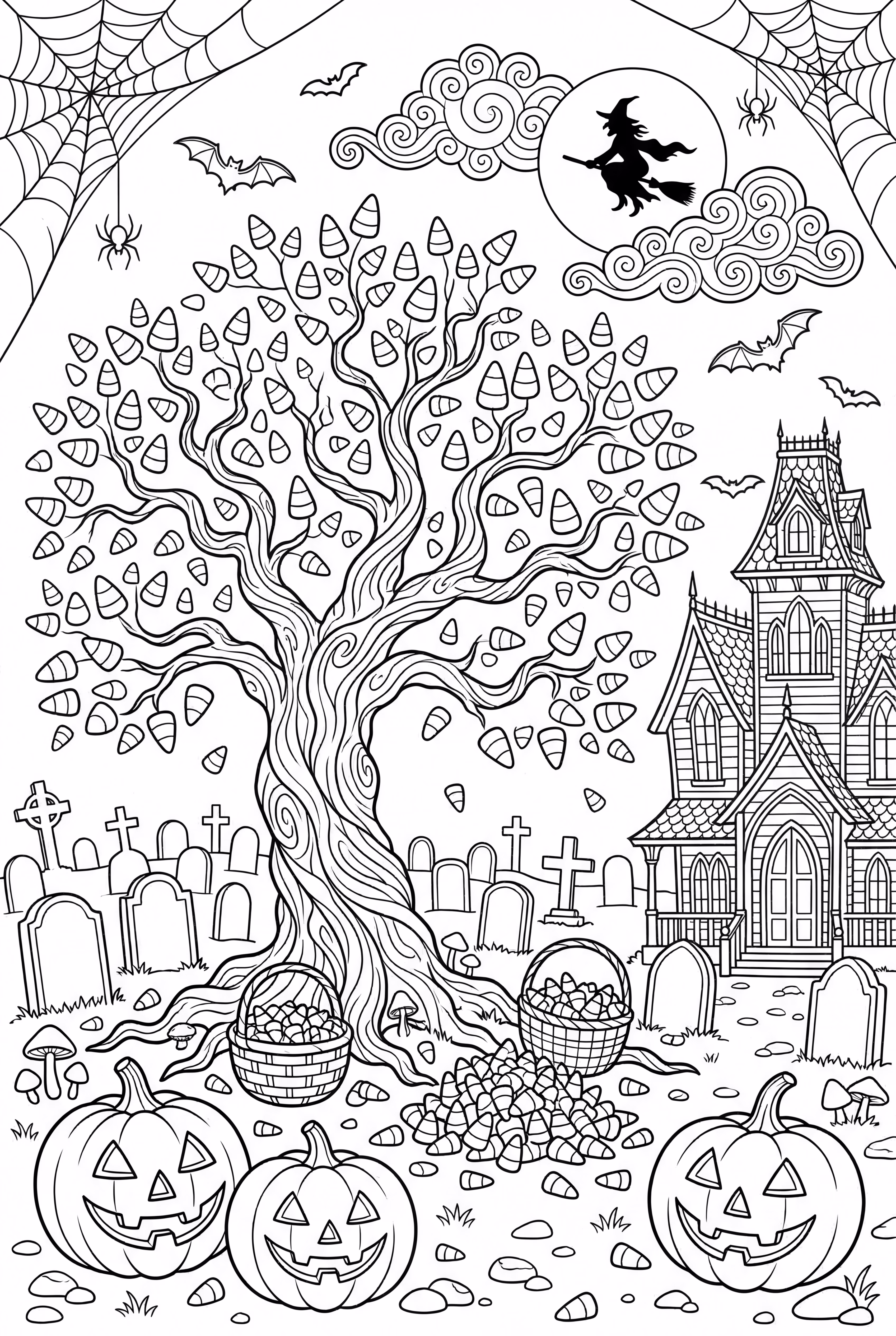 A Spooky Tree With Candy Corn Leaves