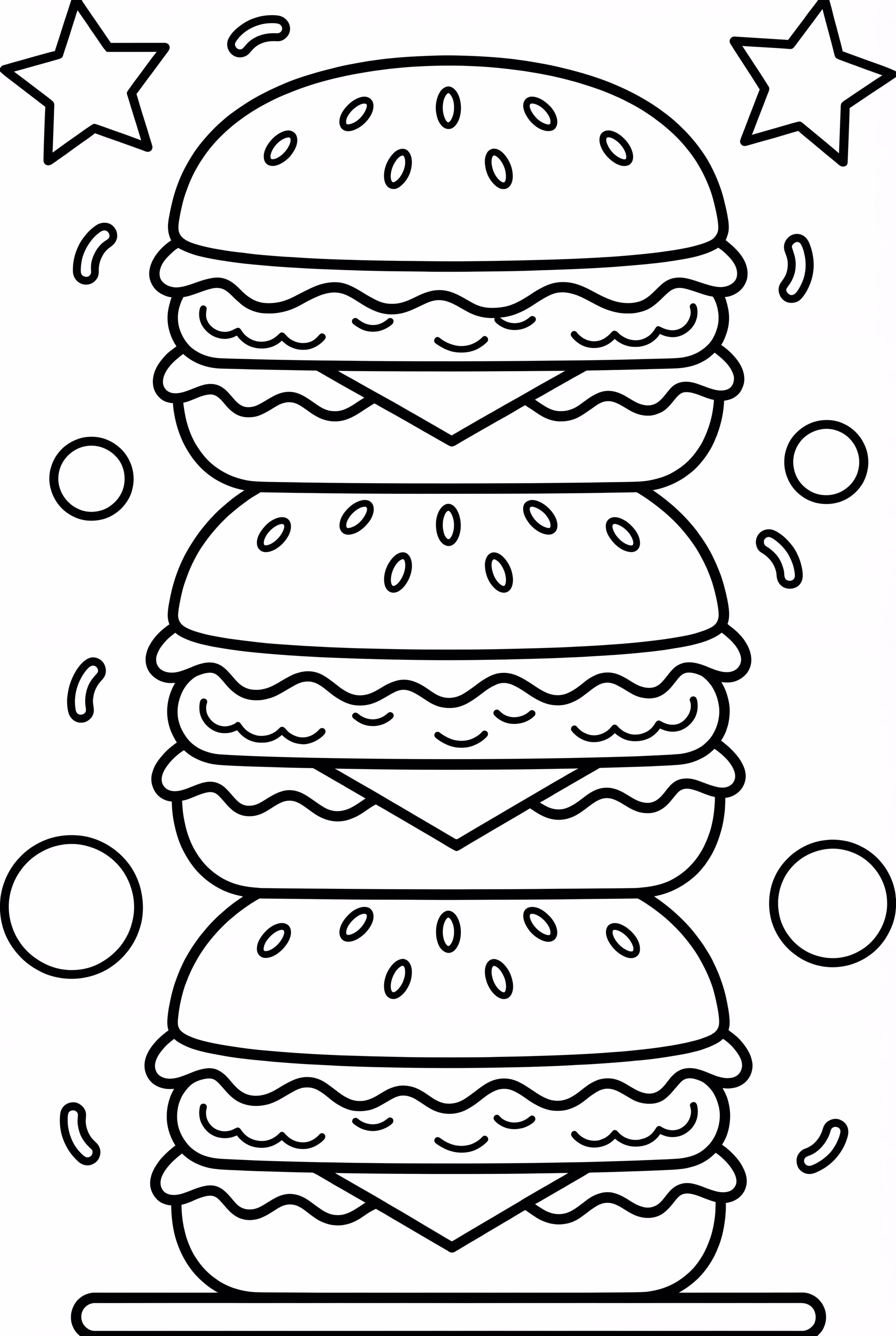 A Stack Of Three Hamburgers