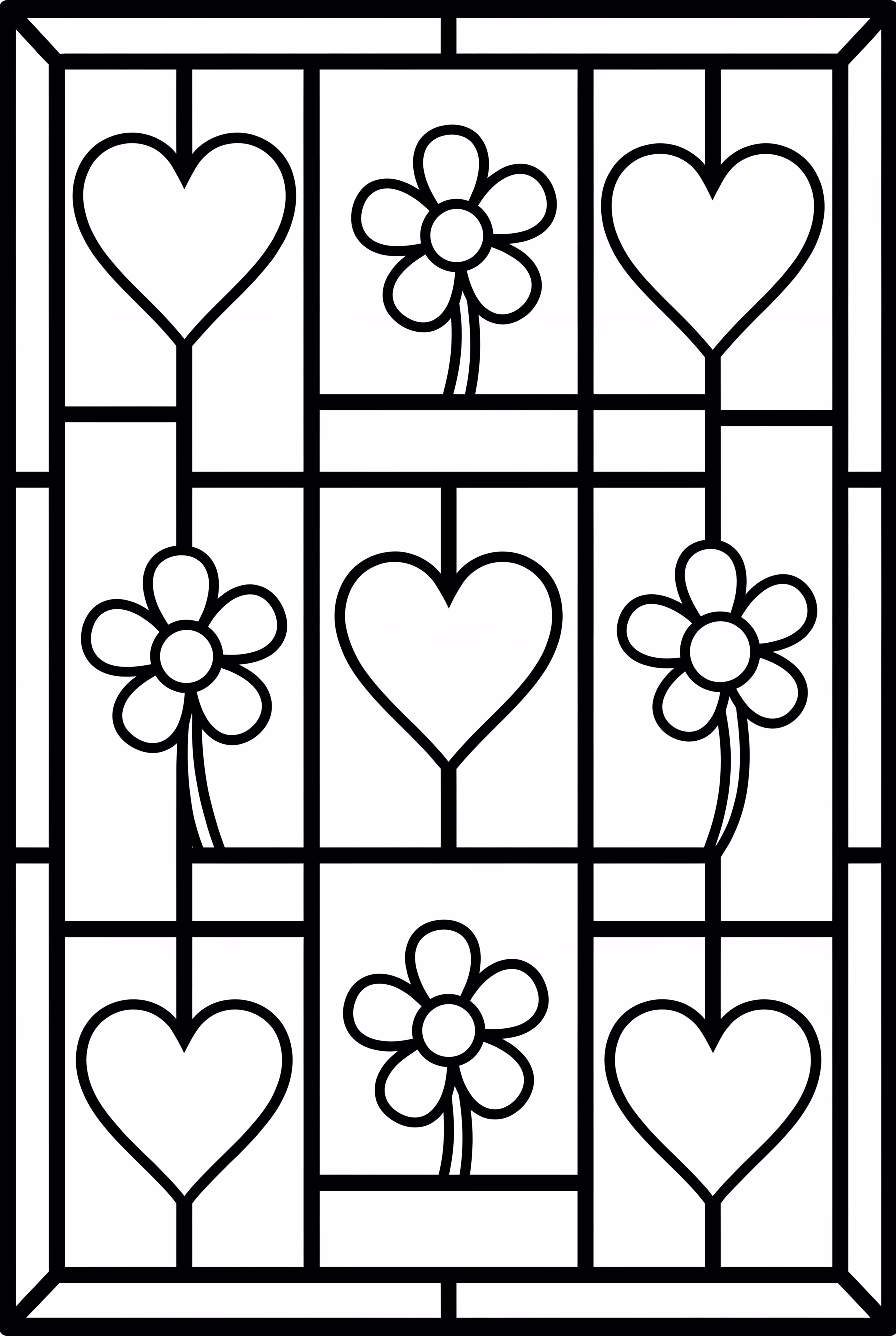 A Stained Glass Window Of Hearts and Flowers