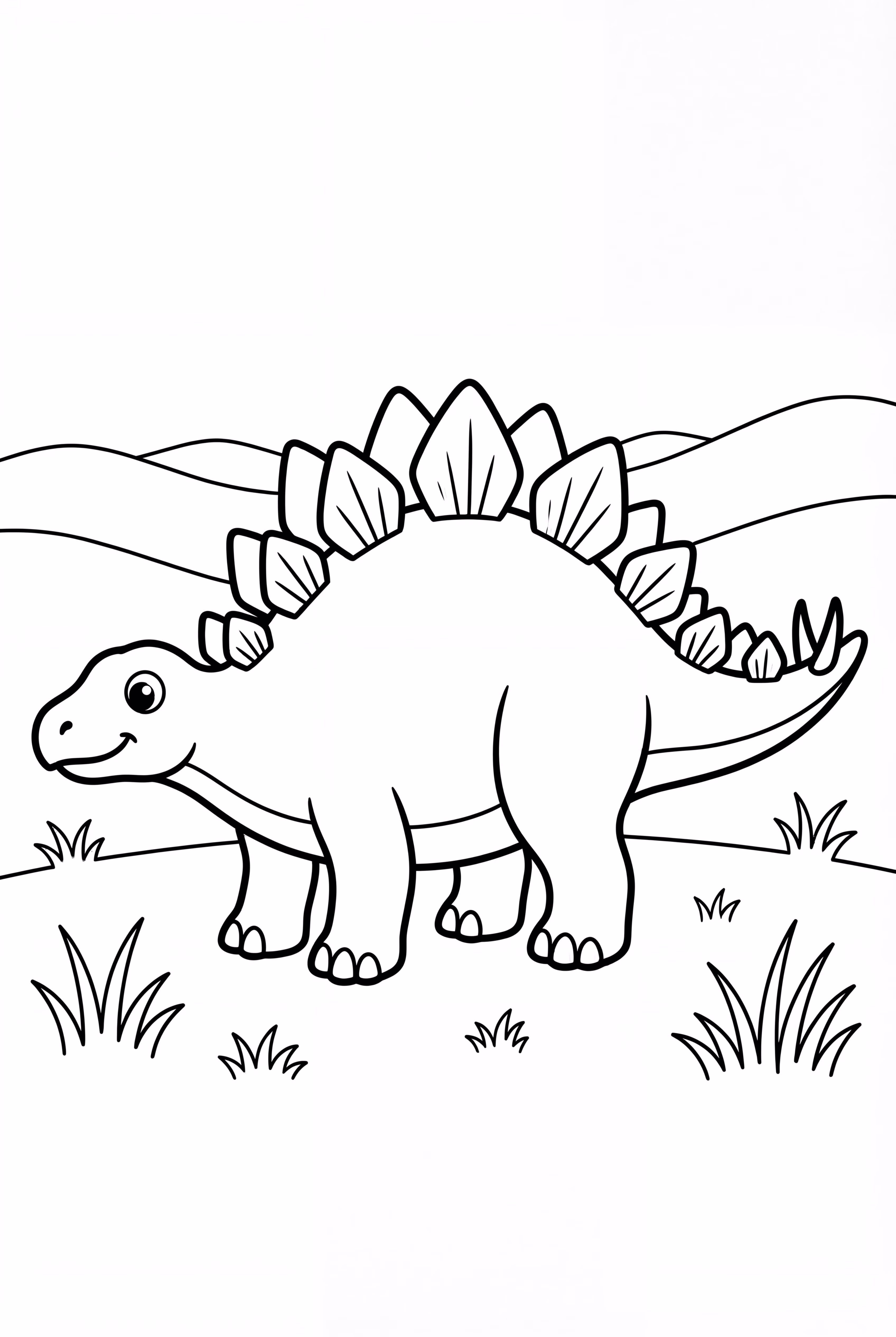 A Stegosaurus In A Grassy Field