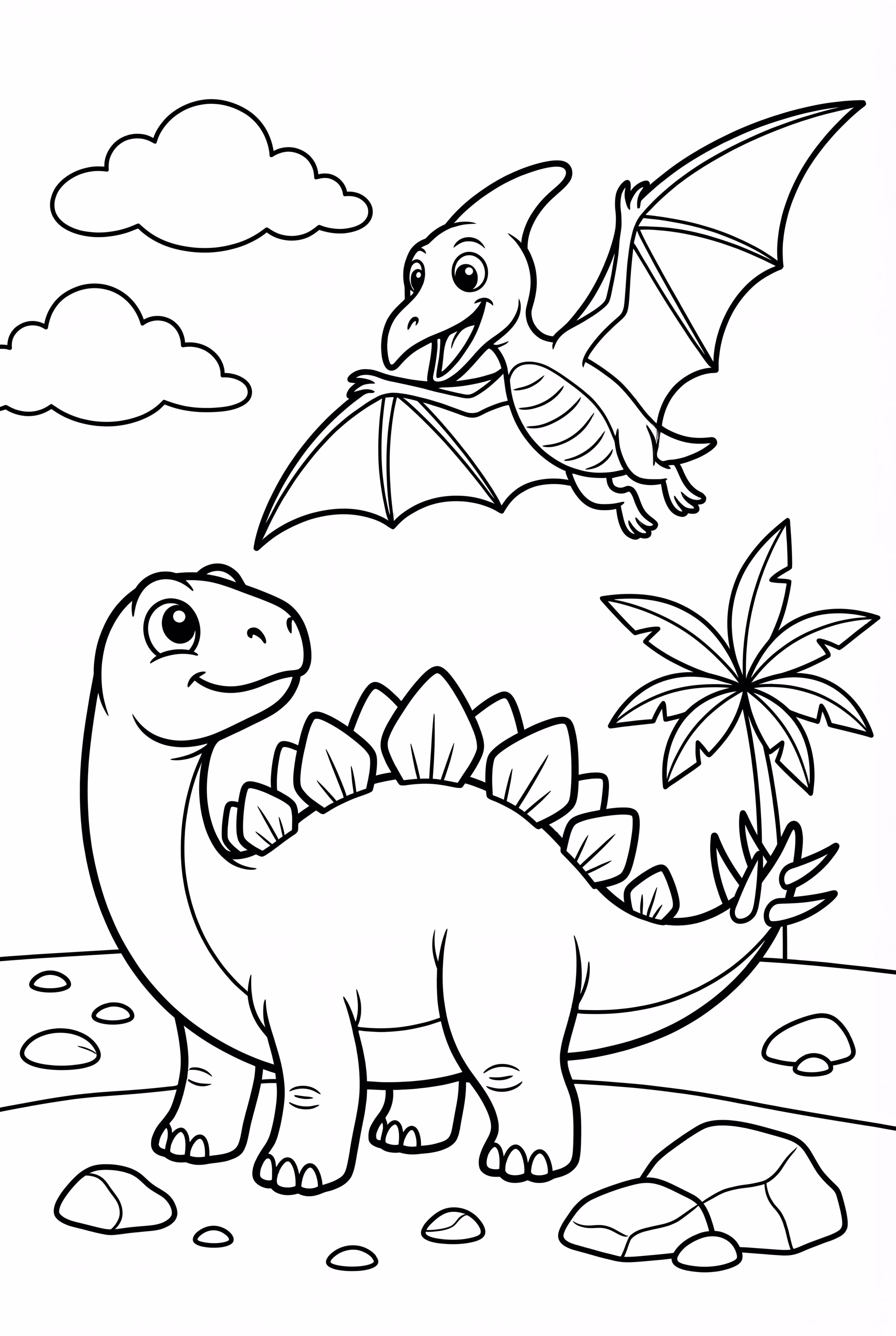 A Stegosaurus Meets A Pterodactyl