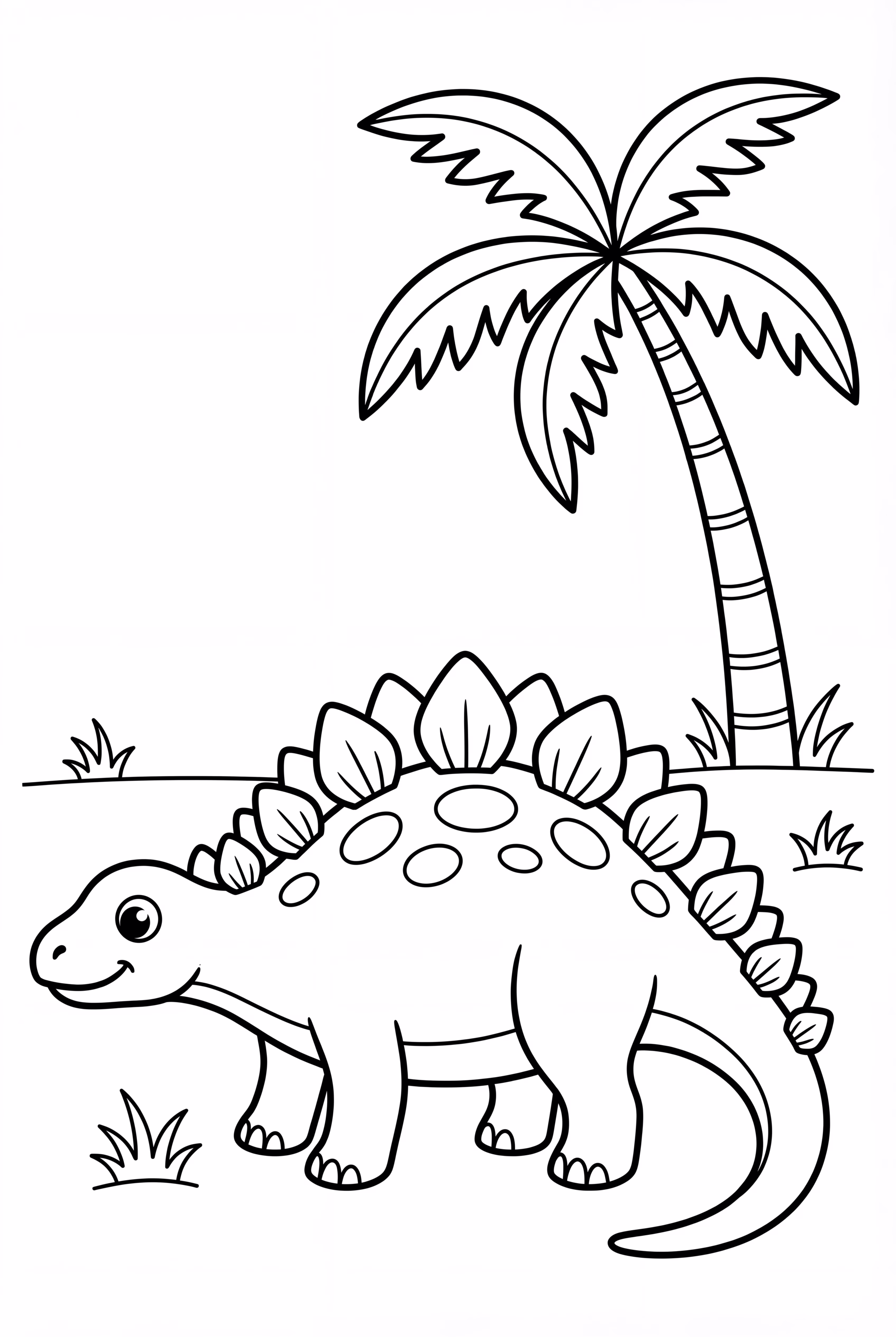 A Stegosaurus Under A Palm Tree