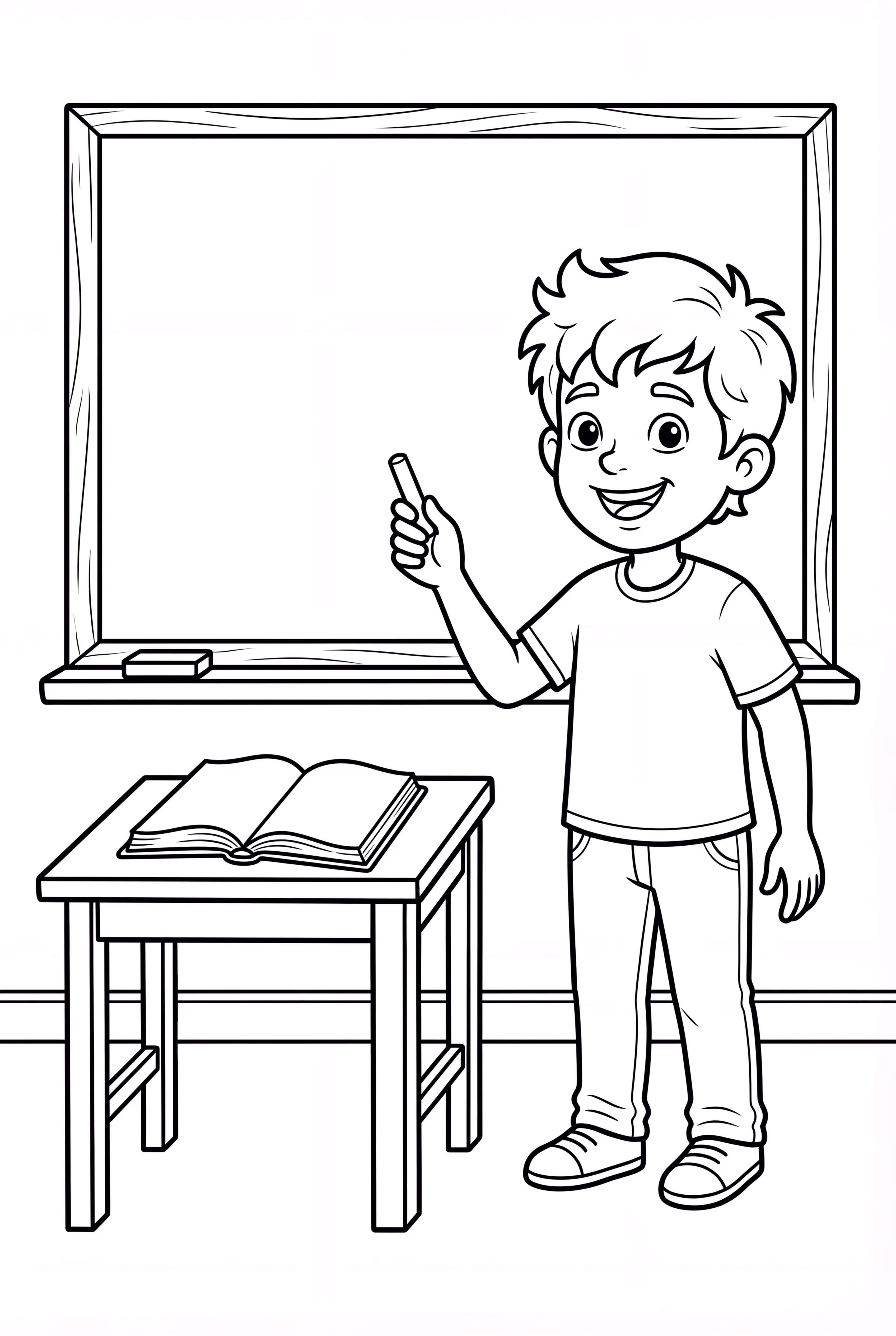 A Student Writing At The Board Back To School